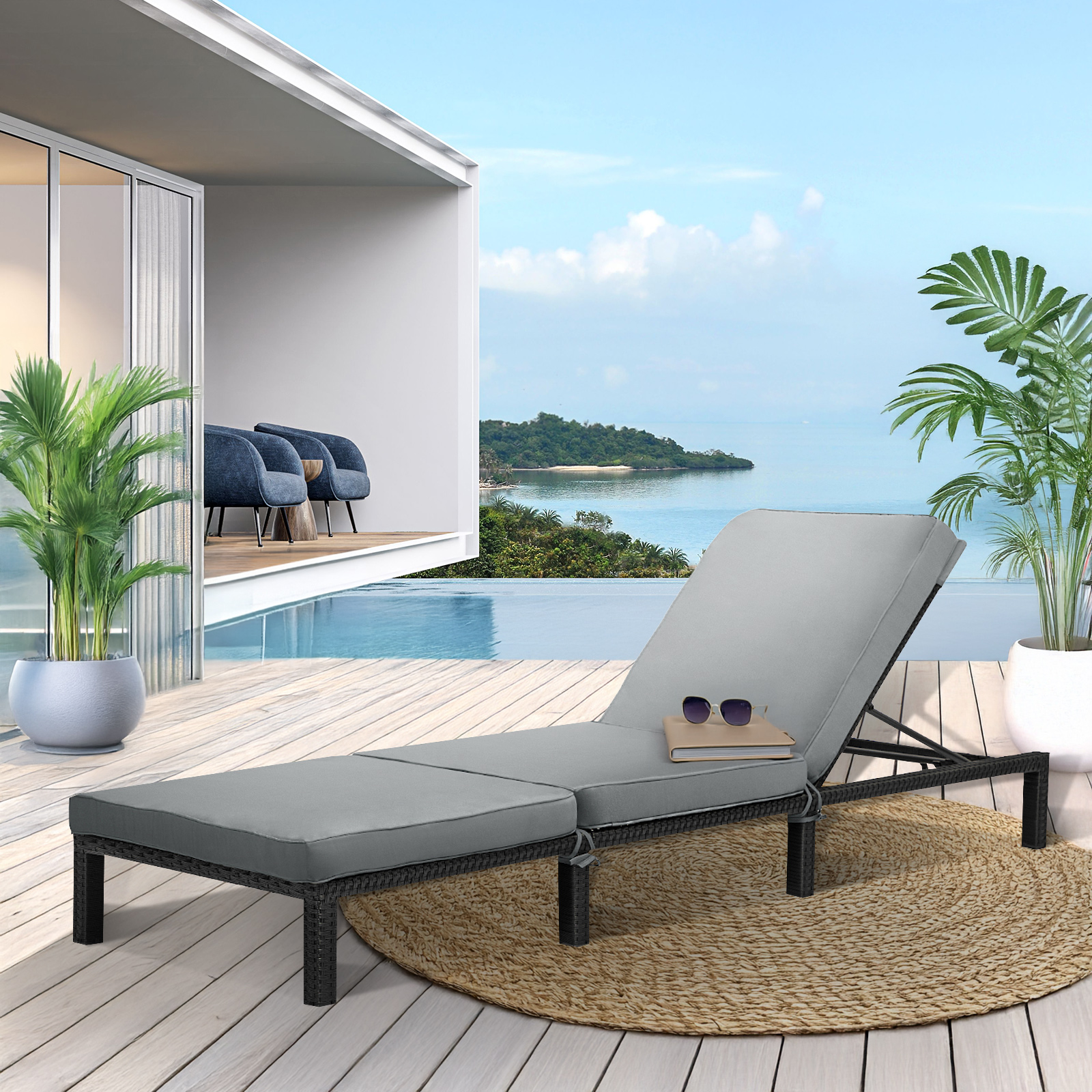 B-Ware SVITA PEACH Gartenliege Sonnenliege Polsterauflage Klappbar Schwarz