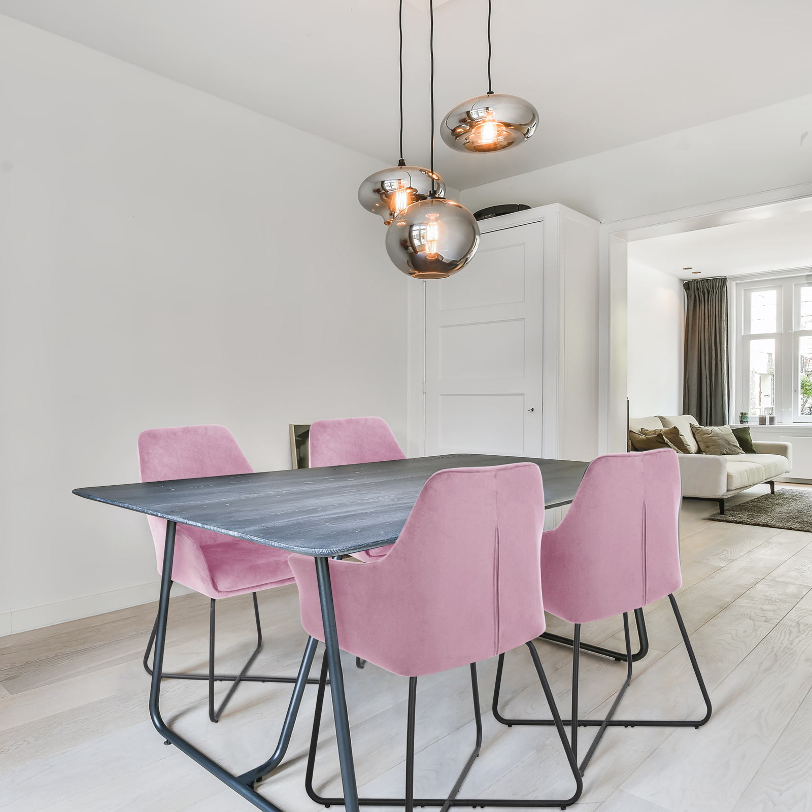 B-Ware SVITA JOSIE Dining 2er Set Esszimmerstuhl Sessel Polsterstuhl Samt Pink