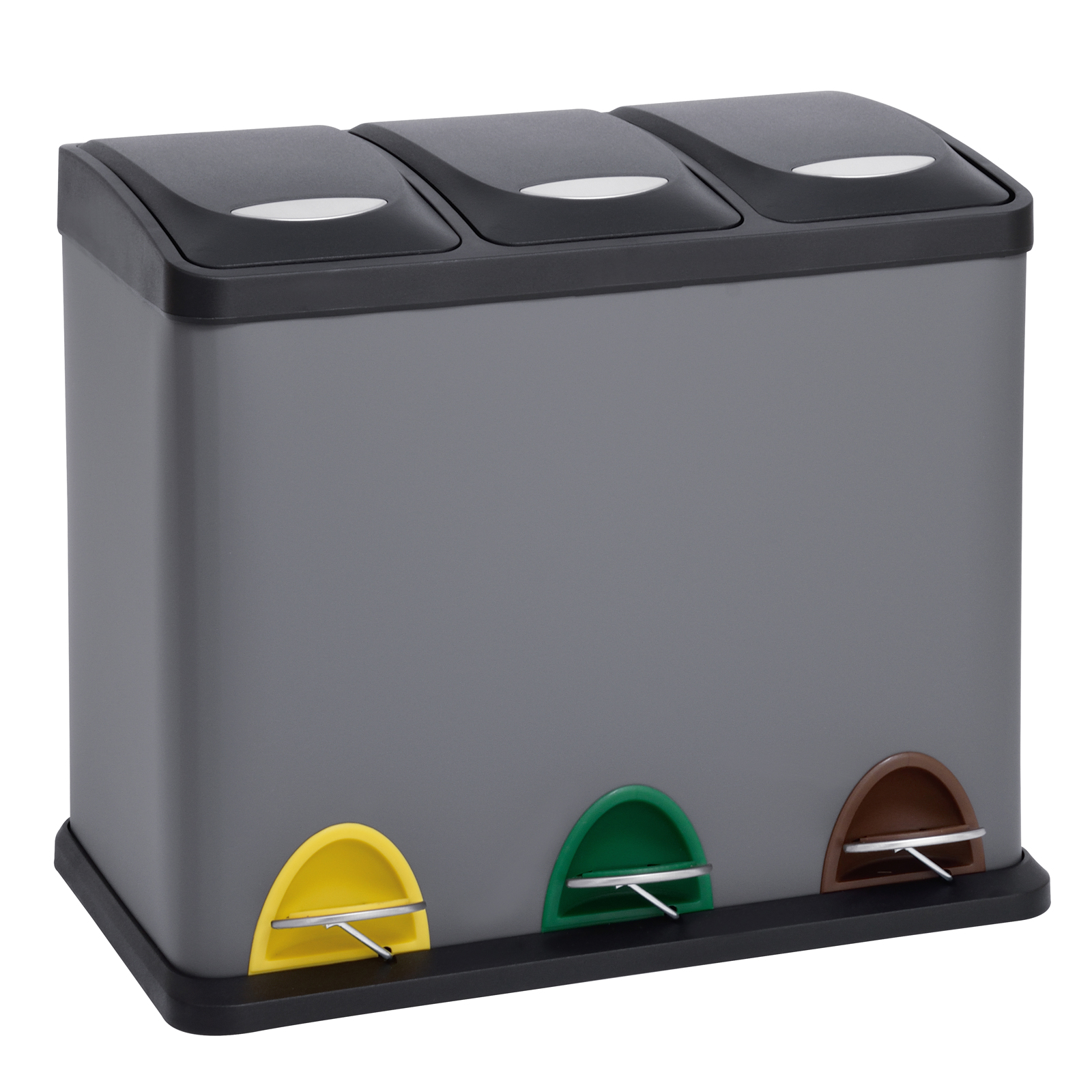B-Ware SVITA TC3X8 Mülleimer 24 L 3x8 Treteimer Abfalleimer Mülltrennung Grau 