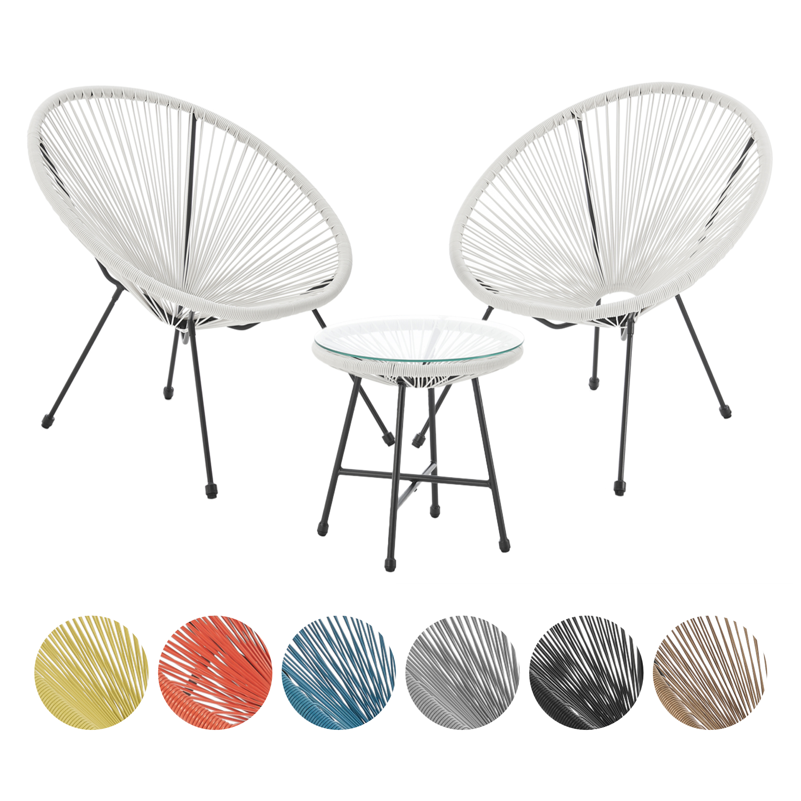 SVITA BALI Balkon Möbel Set Lounge Garnitur Relax Egg-Chair Flecht-Design