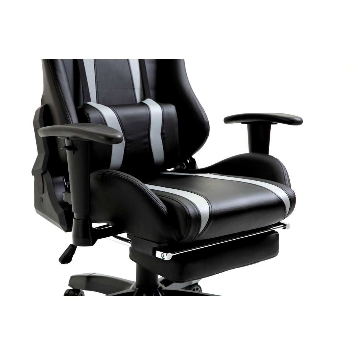 B-Ware Gaming Stuhl Bürostuhl Schreibtischstuhl Drehstuhl Fußablage schwarz grau