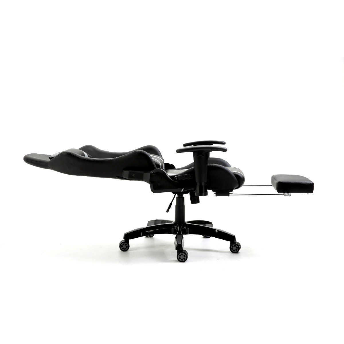 B-Ware Gaming Stuhl Bürostuhl Schreibtischstuhl Drehstuhl Fußablage schwarz grau