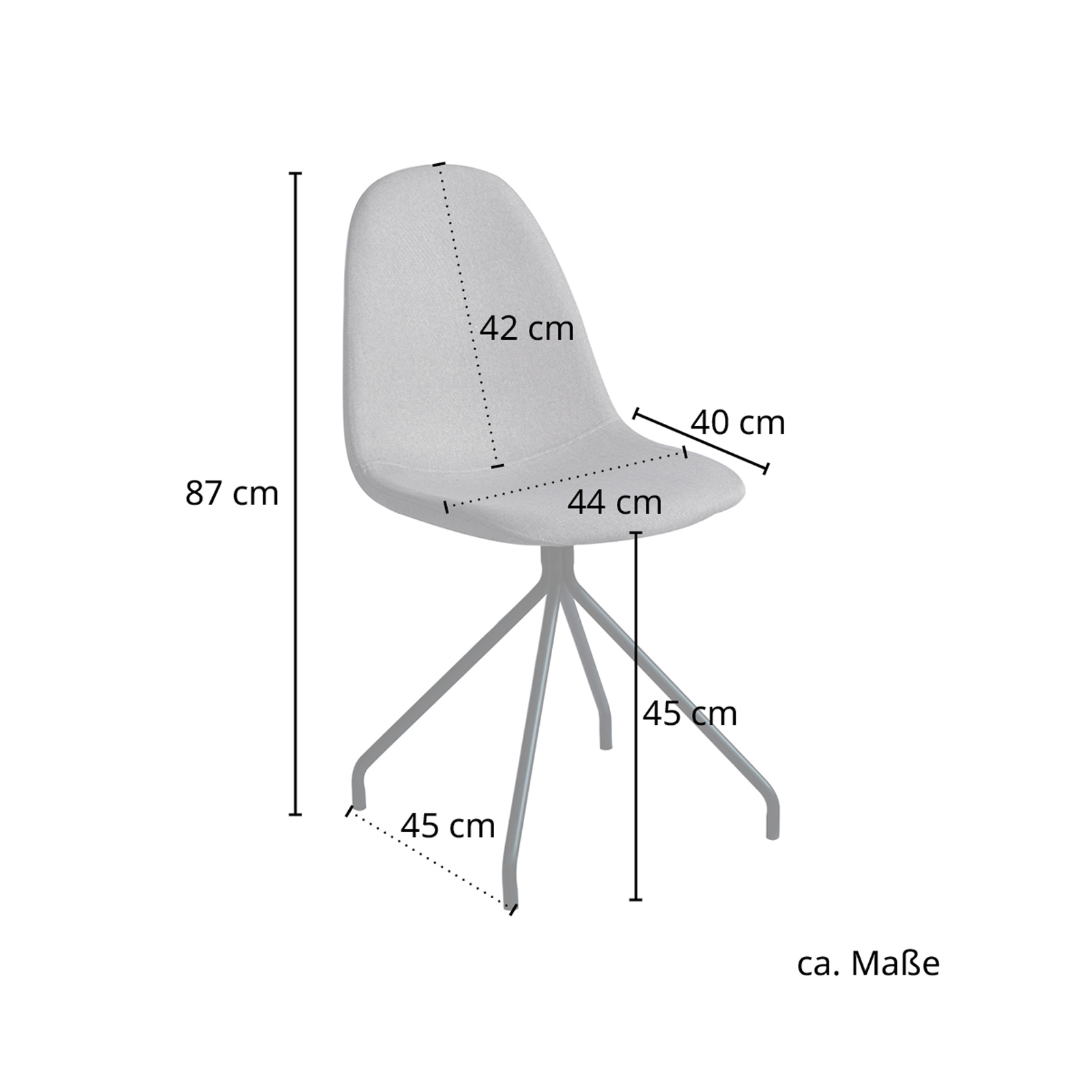 B-Ware 2er Set Esszimmerstühle Metallbeine Polsterstuhl Polyester Hellgrau