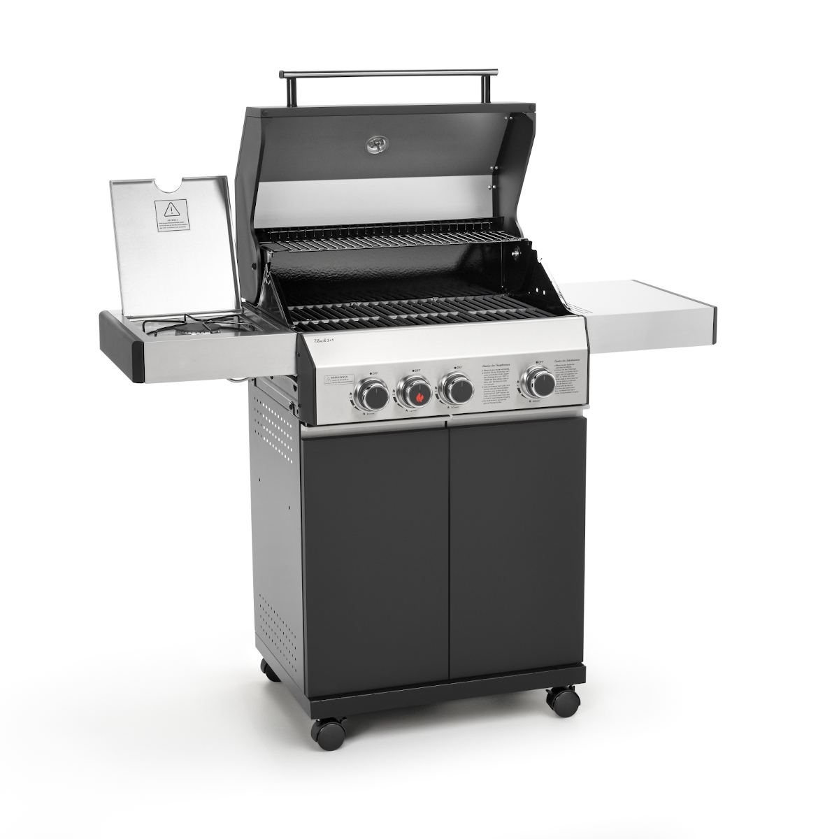 TAINO BLACK 3+1 + Drehspieß Set Gasgrill BBQ Griller Drehspieß Motor Rotisserie