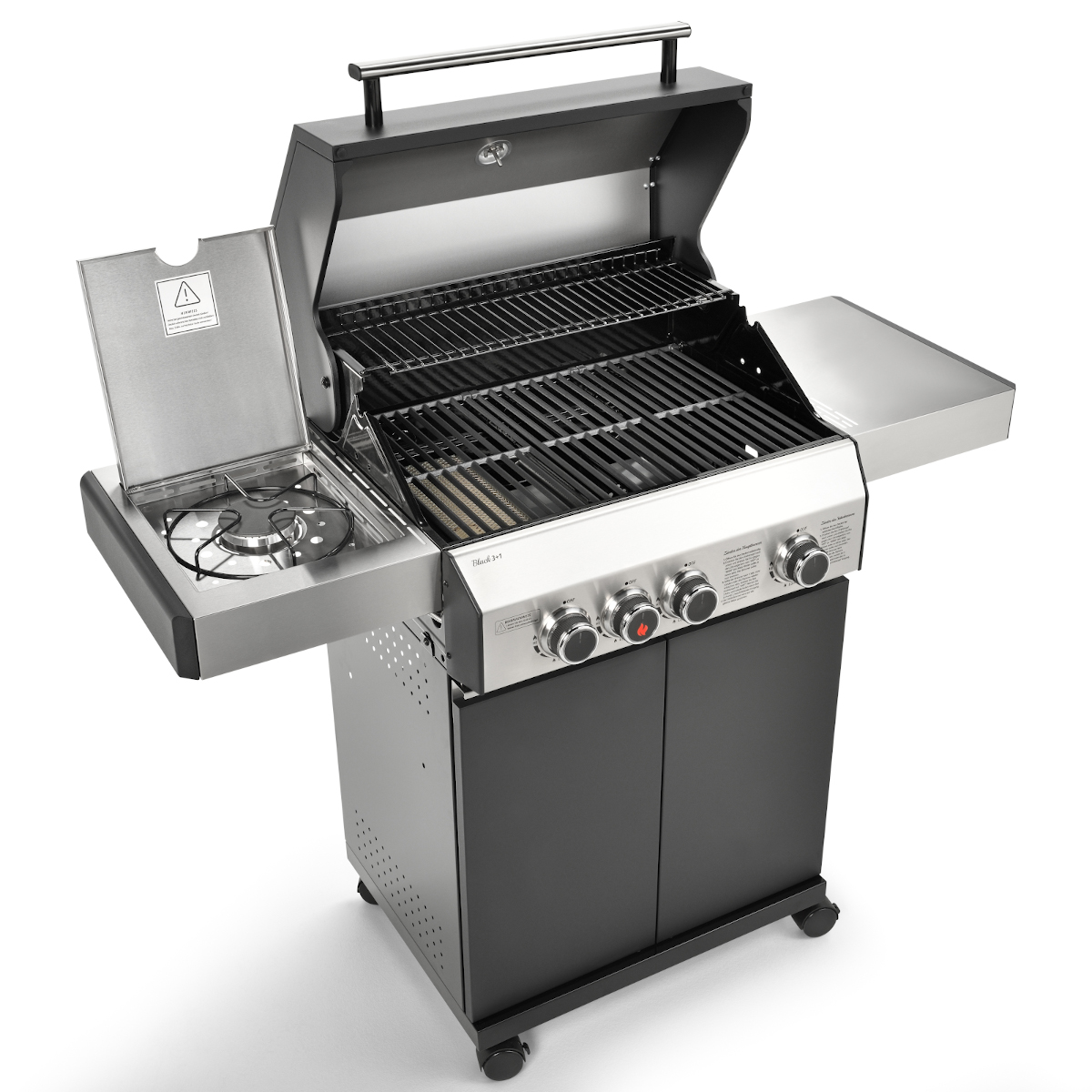 TAINO BLACK 3+1 + Drehspieß Set Gasgrill BBQ Griller Drehspieß Motor Rotisserie