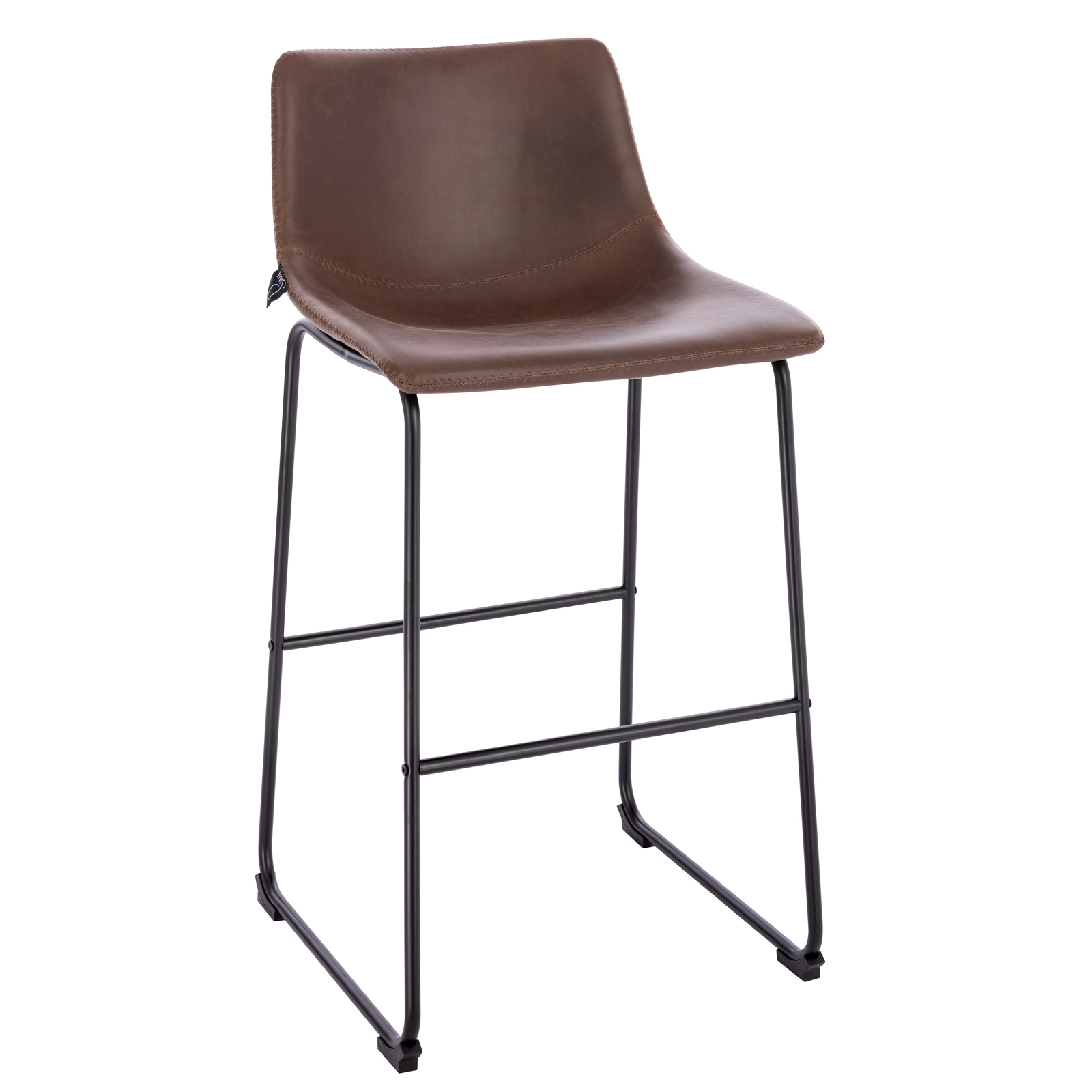 B-Ware SVITA JOHN 2-er Set Barhocker Barstuhl Rückenlehne Retro Kunstleder Braun