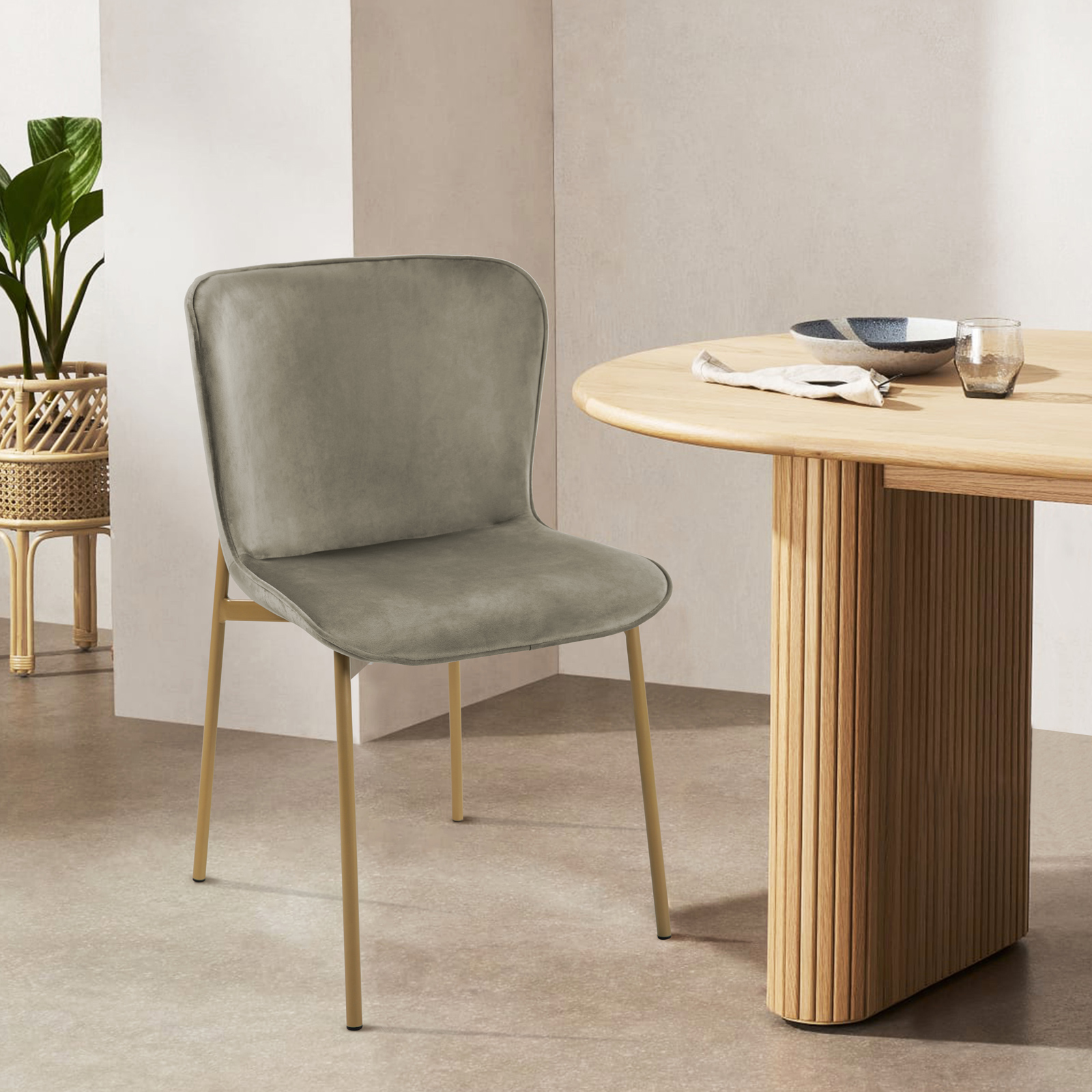 B-Ware SVITA MARY 2er Set Esszimmerstuhl Polster-Stuhl Küchenstuhl Taupe Gold
