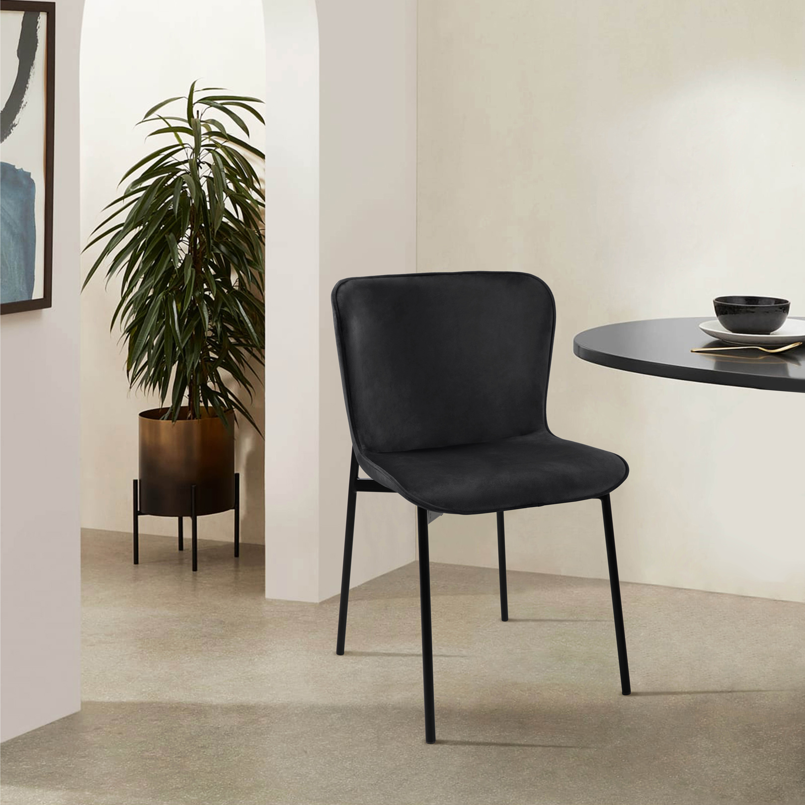 B-Ware MARY 2er Set Design Esszimmer Küchen Polsterstuhl Küchenstuhl Schwarz