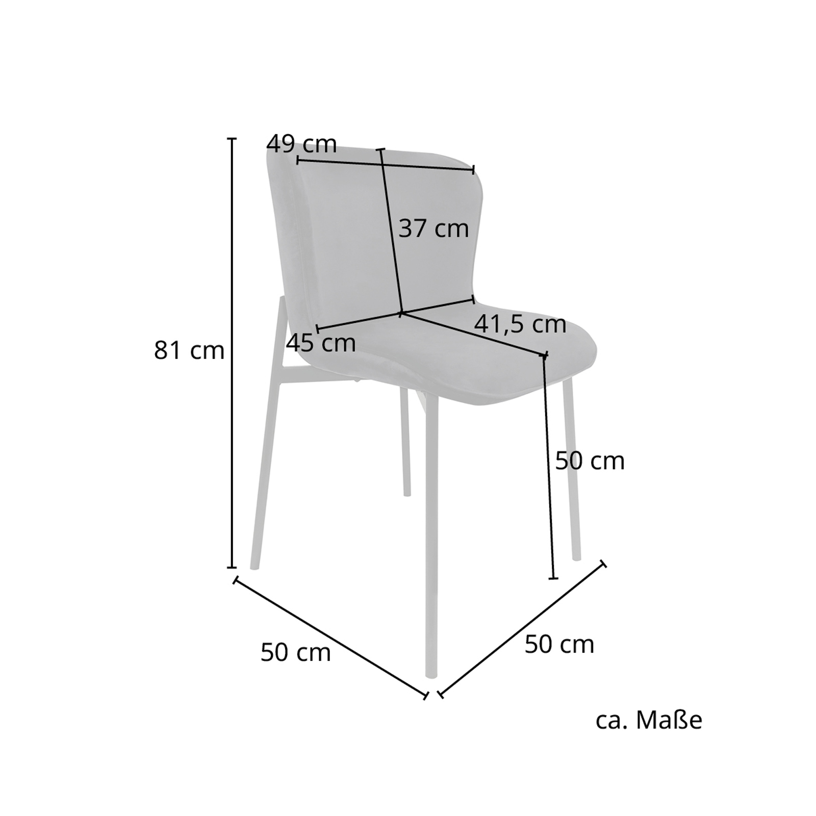 B-Ware MARY 2er Set Design Esszimmer Küchen Polsterstuhl Küchenstuhl Schwarz