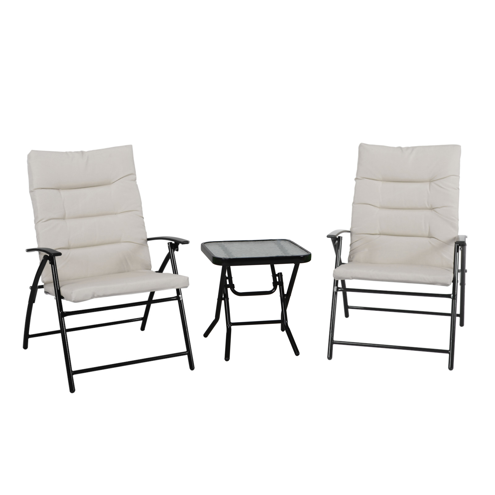VENTURA Sitzgruppe 3-tlg. Camping-Möbel Balkon-Set klappbar Metall Bistro Set