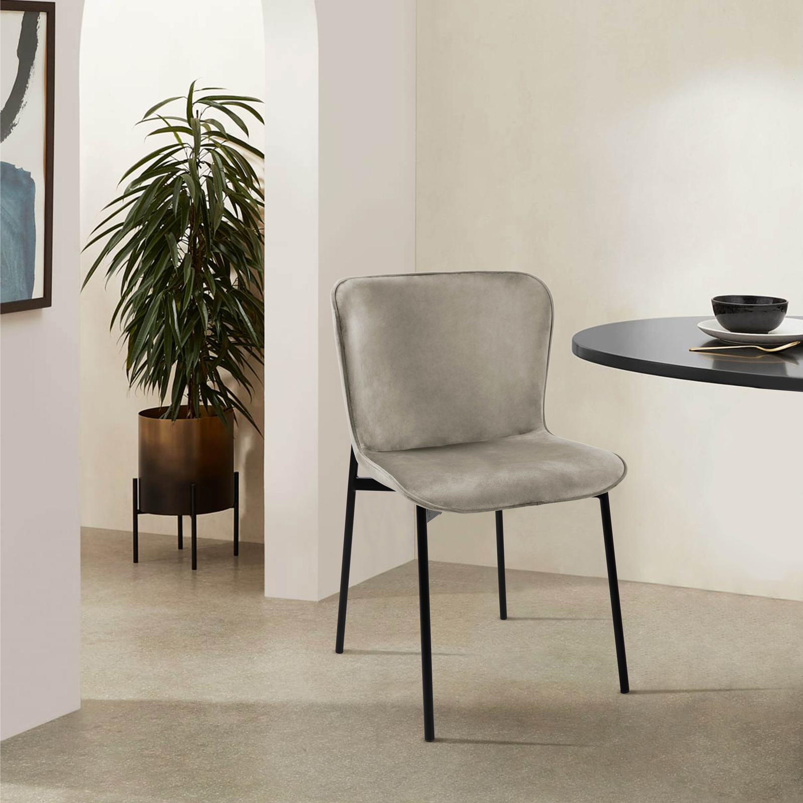 B-Ware SVITA MARY 2erSet Esszimmerstuhl Polsterstuhl Küche Samt Hellgrau-Schwarz