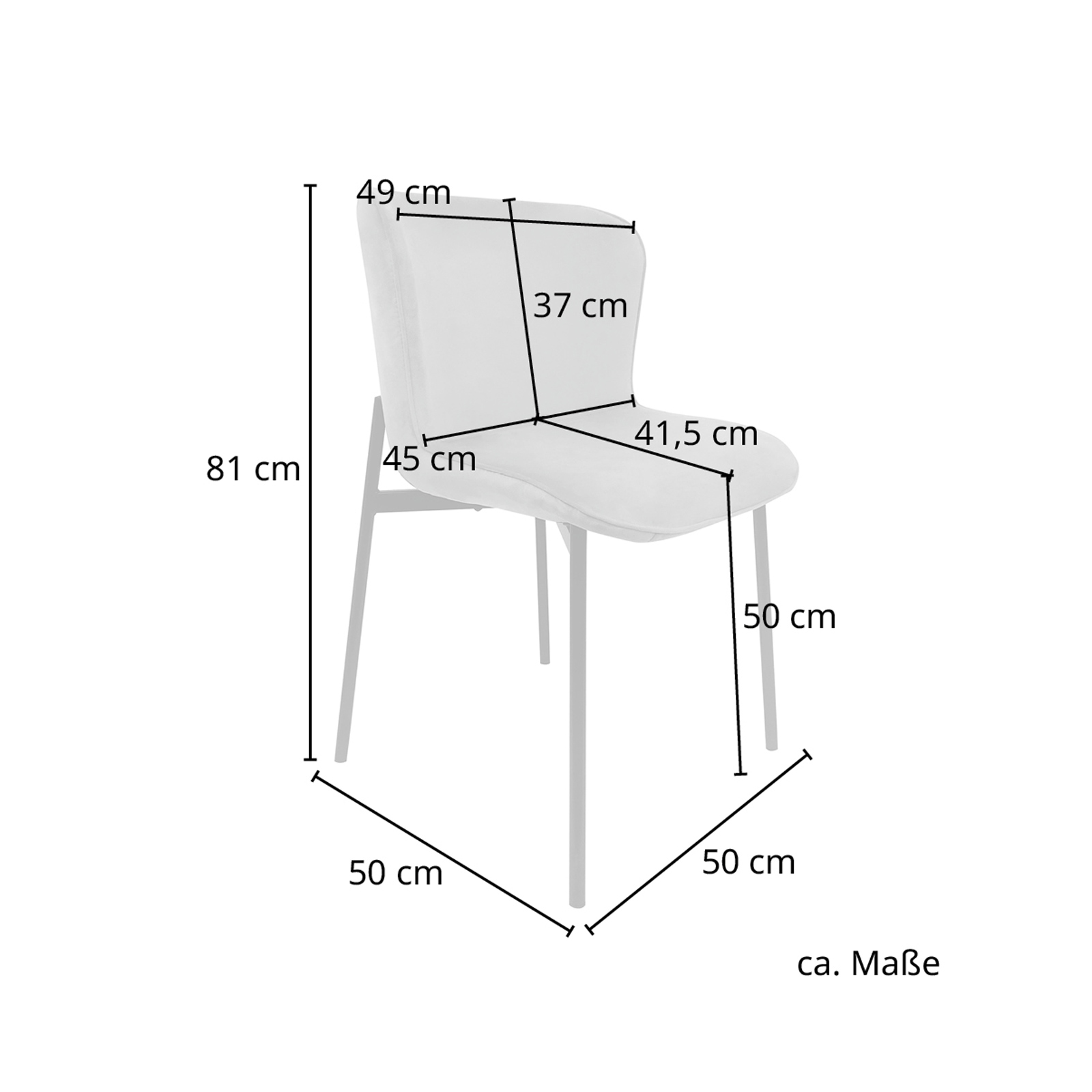 B-Ware SVITA MARY 2erSet Esszimmerstuhl Polsterstuhl Küche Samt Hellgrau-Schwarz