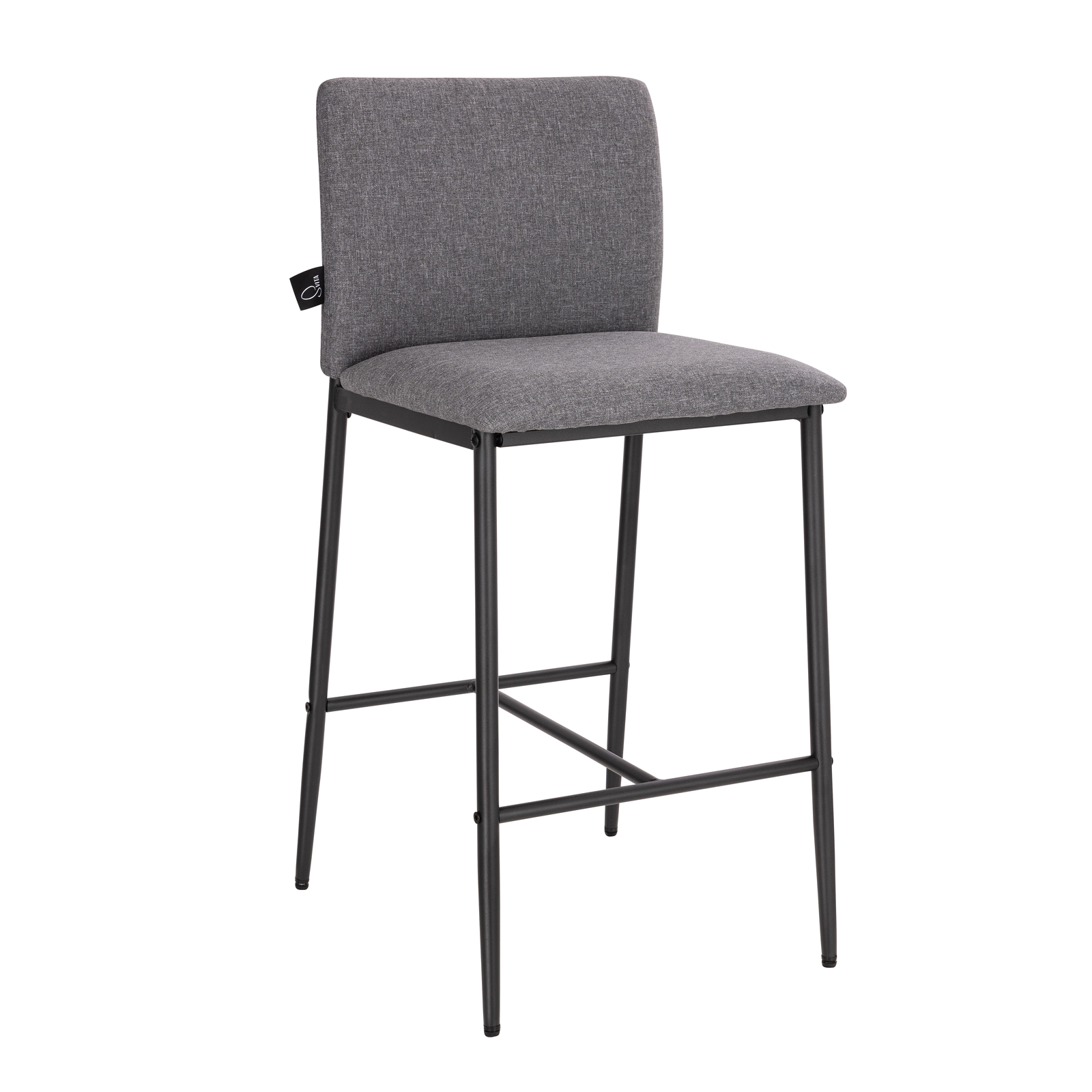 B-Ware SVITA ERIK 2erSet Barhocker Rückenlehne Fußstütze Leinen-Optik Dunkelgrau