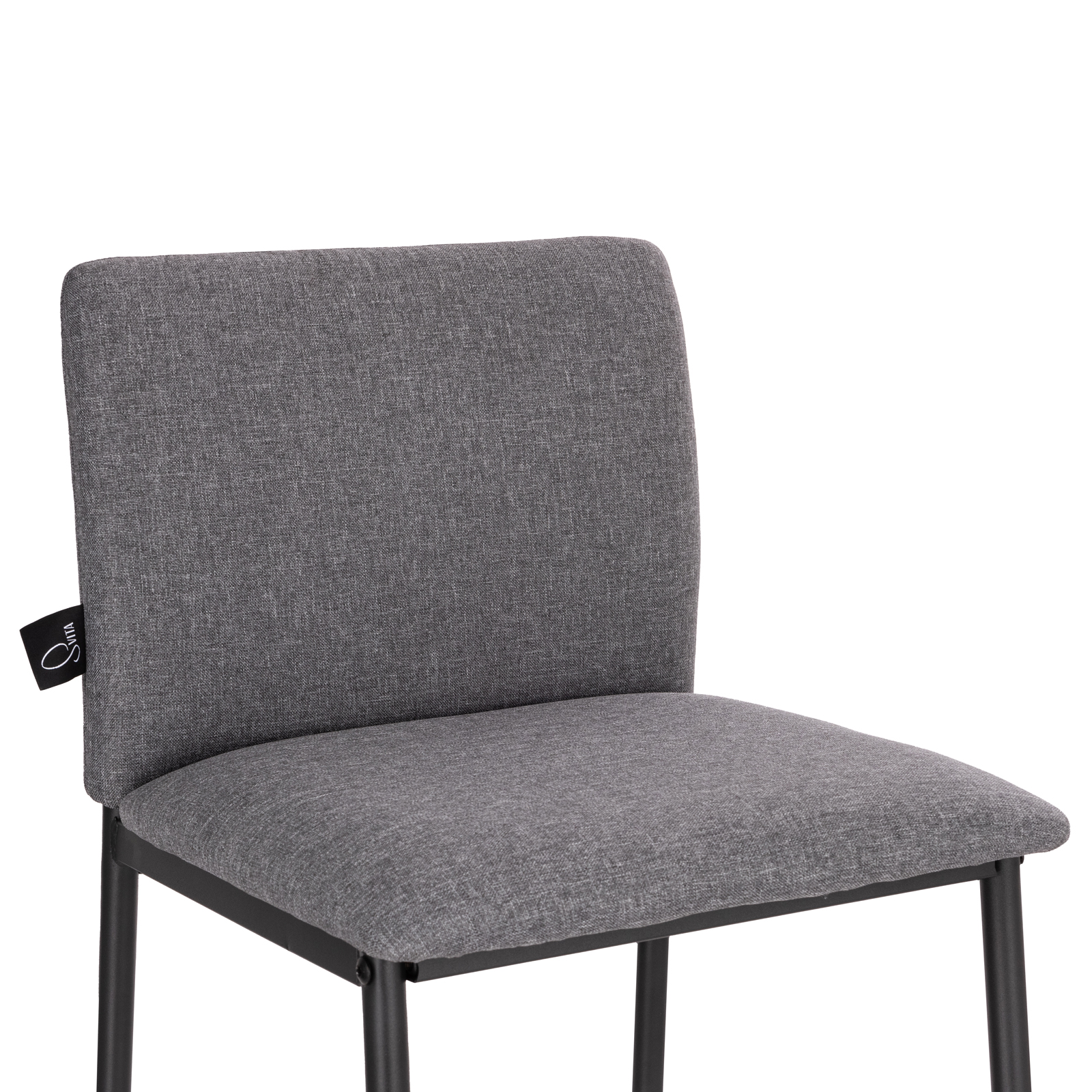 B-Ware SVITA ERIK 2erSet Barhocker Rückenlehne Fußstütze Leinen-Optik Dunkelgrau