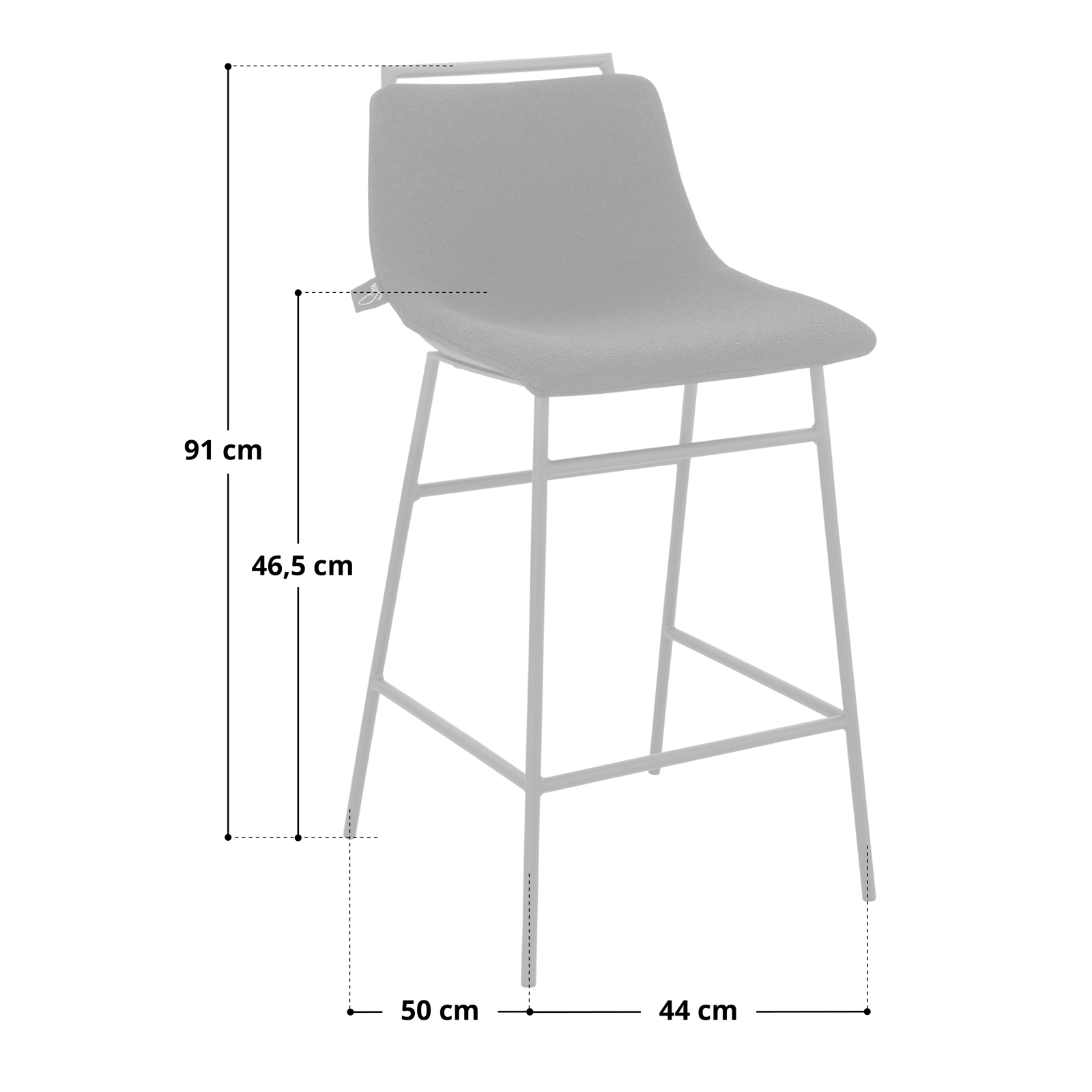B-Ware SVITA CAMILLE 2er Set Barhocker Barstühle mit Lehne Fußstütze Boucle Weiß