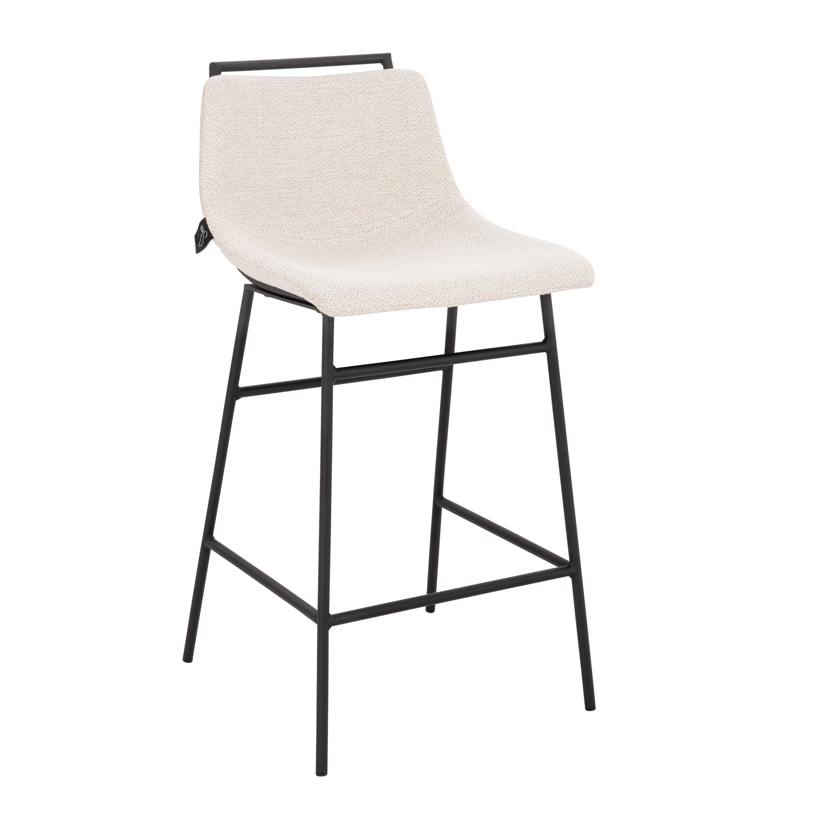 B-Ware SVITA CAMILLE 2er Set Barhocker Barstühle mit Lehne Fußstütze Boucle Weiß