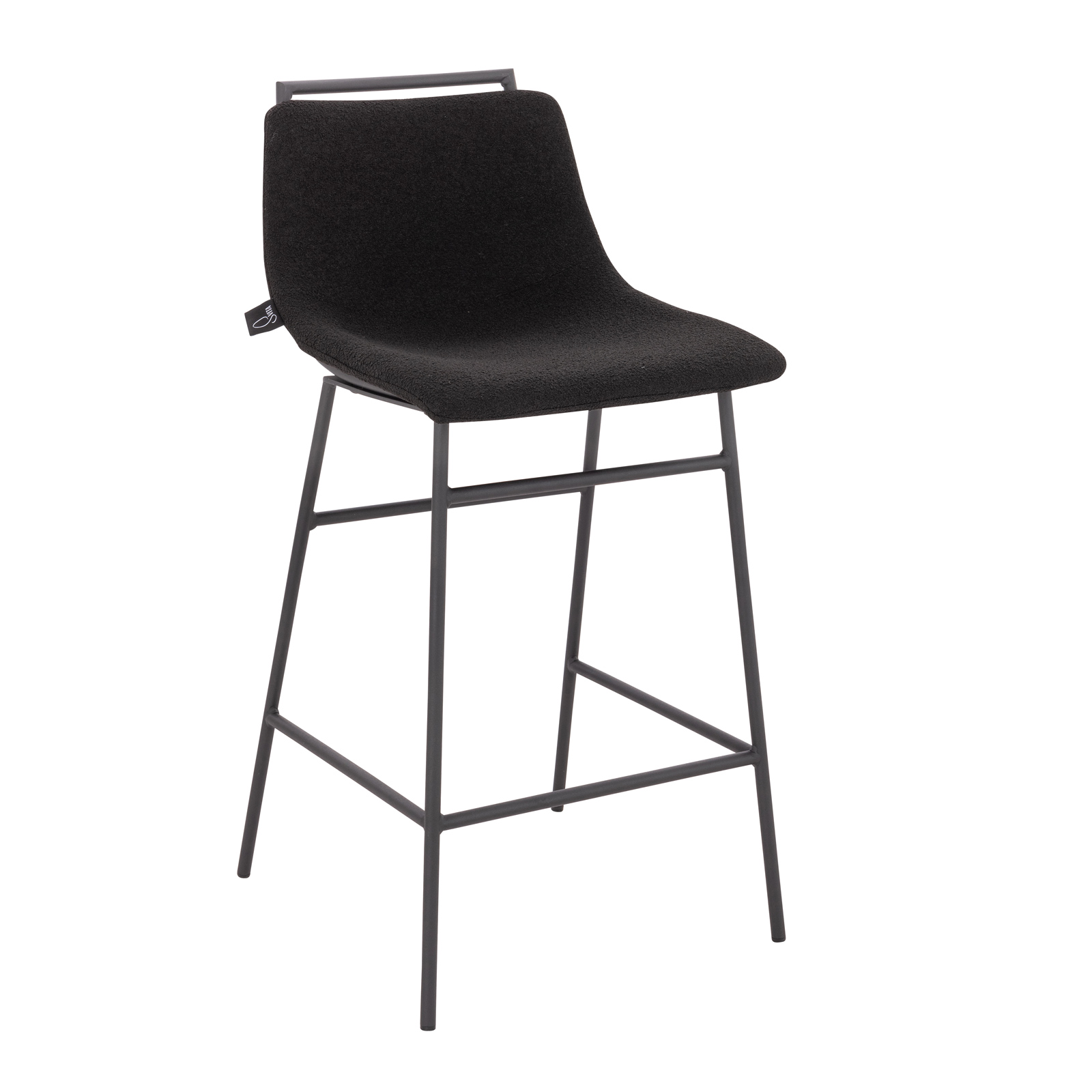 B-Ware 2er Set CAMILLE Barhocker Barstuhl Bar Tresenstuhl Küche Boucle Schwarz