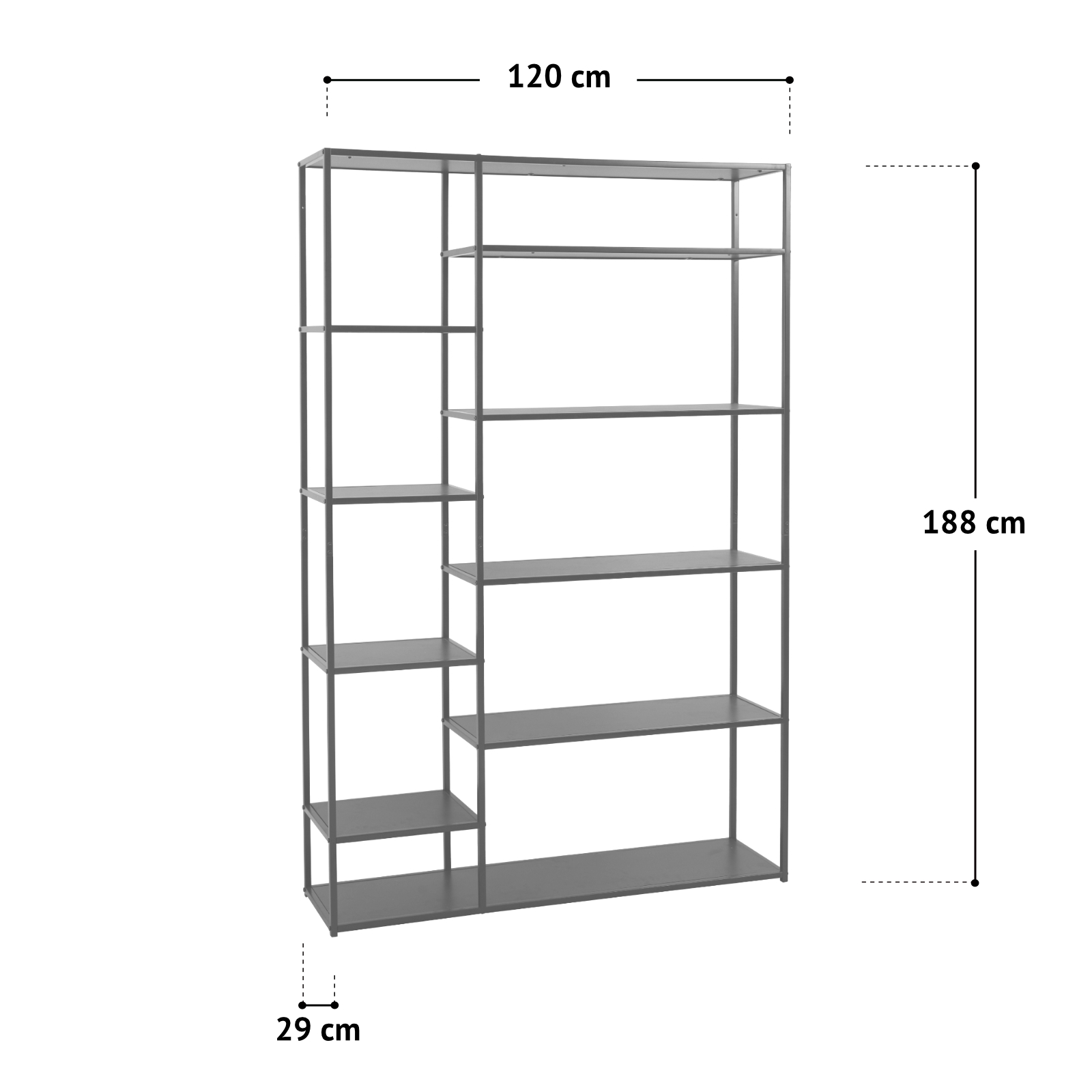 Metallregal 10 Fächer Standregal CALIR Küche Bad Wohnzimmer Weiß