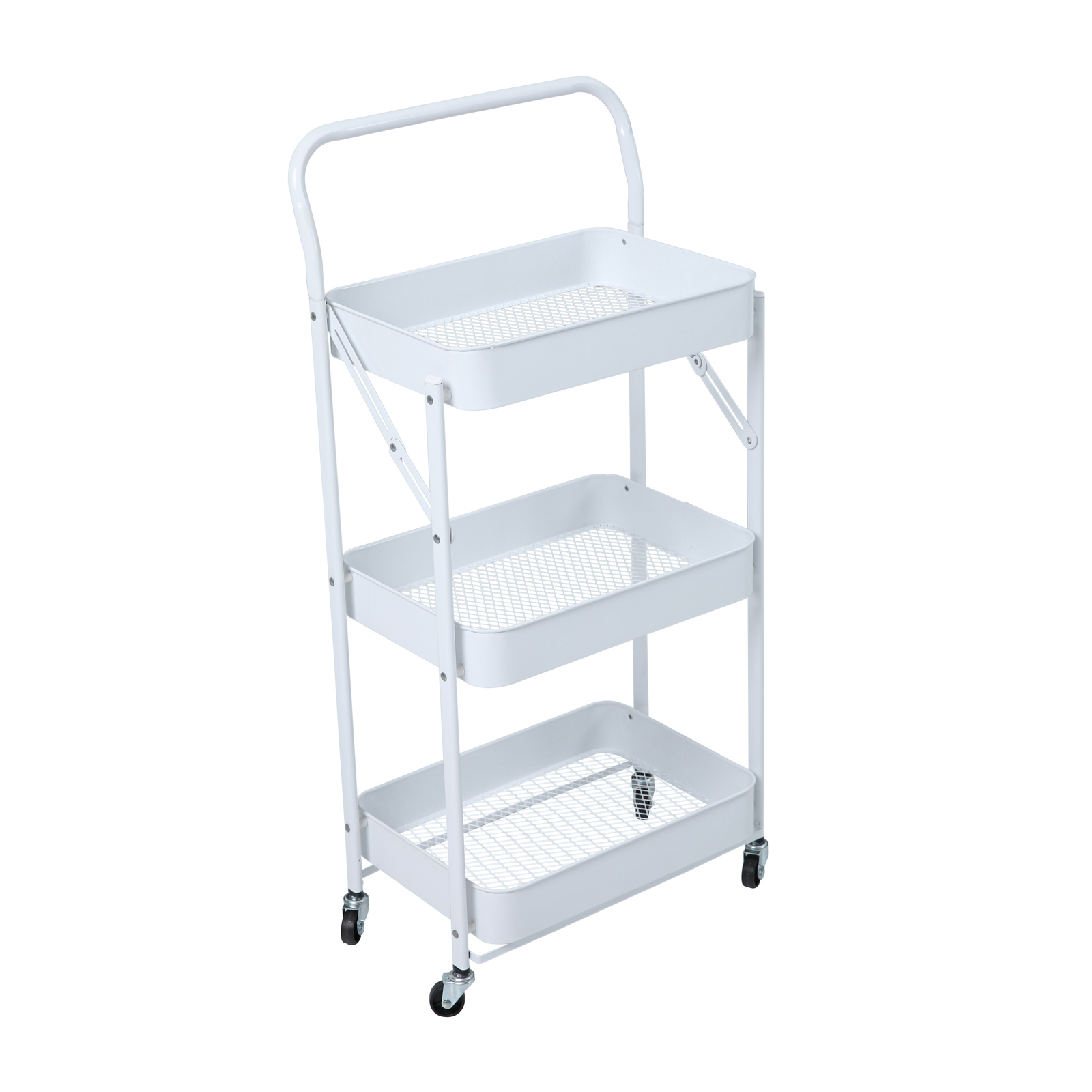 Servierwagen mit Rollen klappbar 3 Etagen mit Griff SVITA Weiß