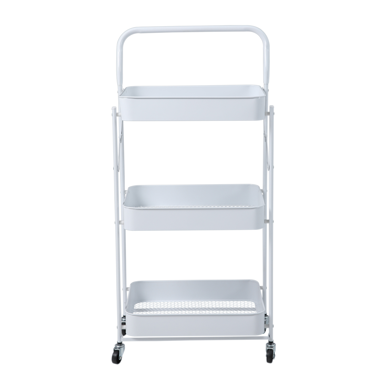 Servierwagen mit Rollen klappbar 3 Etagen mit Griff SVITA Weiß
