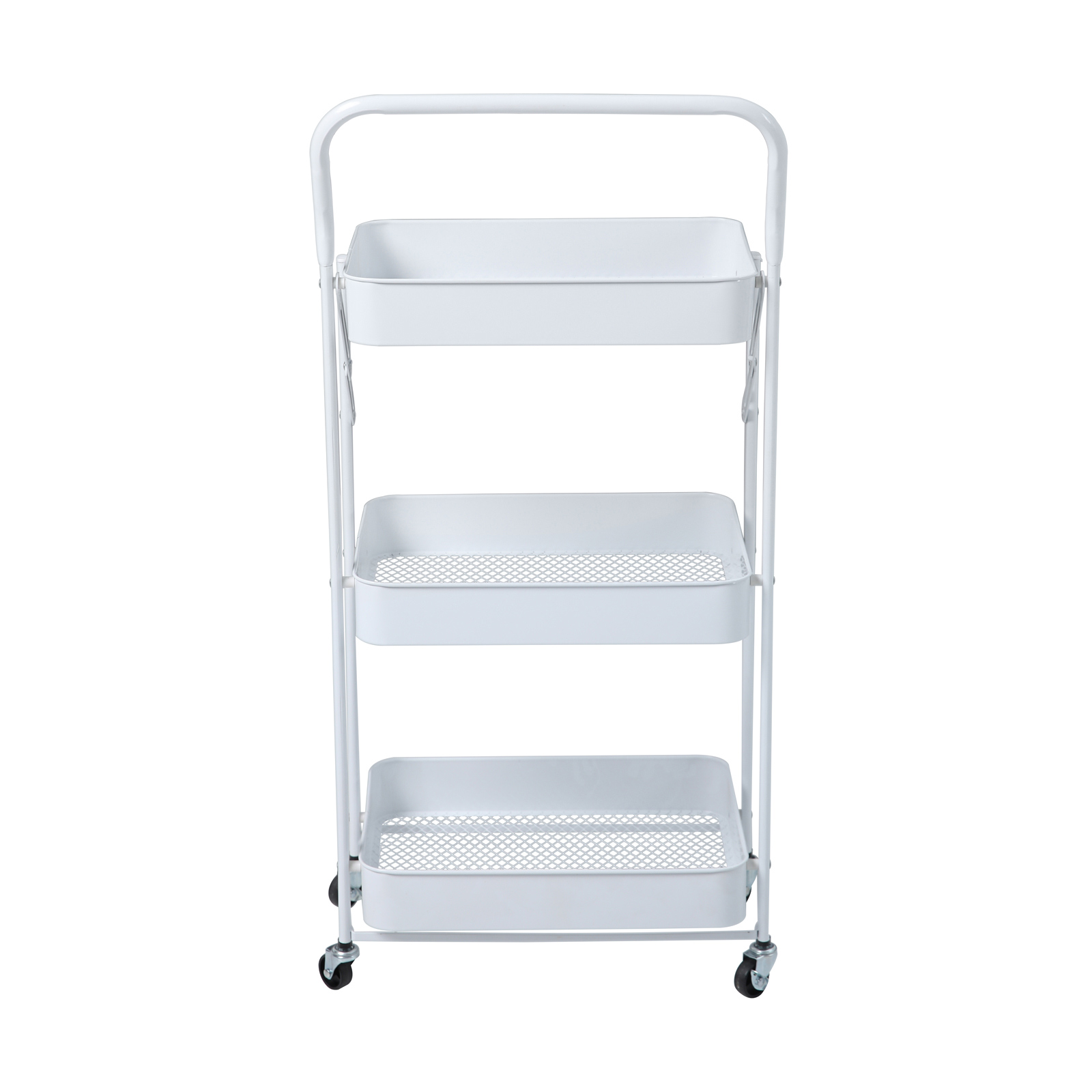 Servierwagen mit Rollen klappbar 3 Etagen mit Griff SVITA Weiß