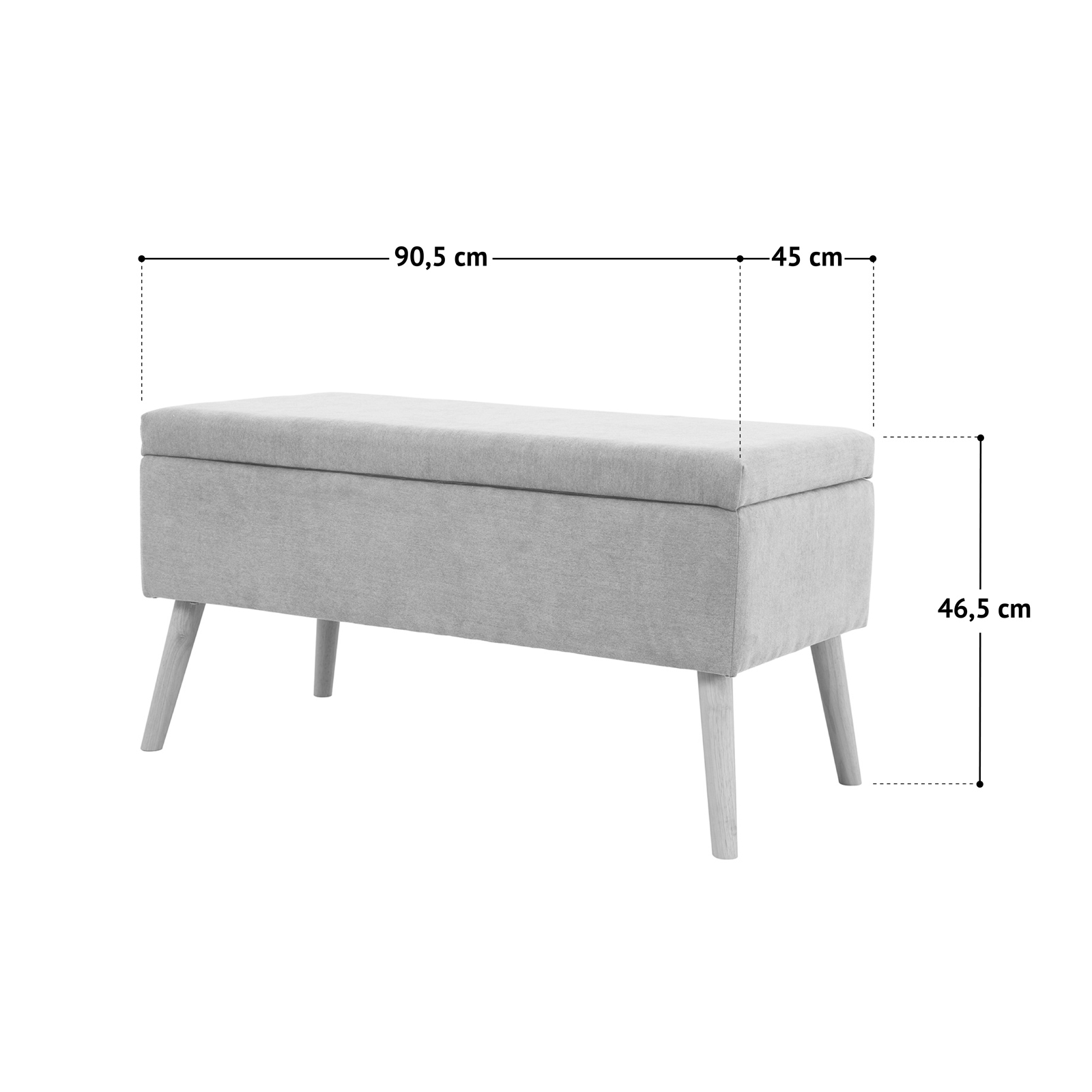 B-Ware SVITA DAISY Gepolsterter Hocker mit Stauraum Sitzbank Ottomane Stoff Weiß