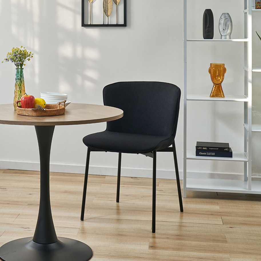 SVITA MARY 2er Set Esszimmerstuhl Polsterstuhl Wohnzimmerstuhl Stoff Schwarz