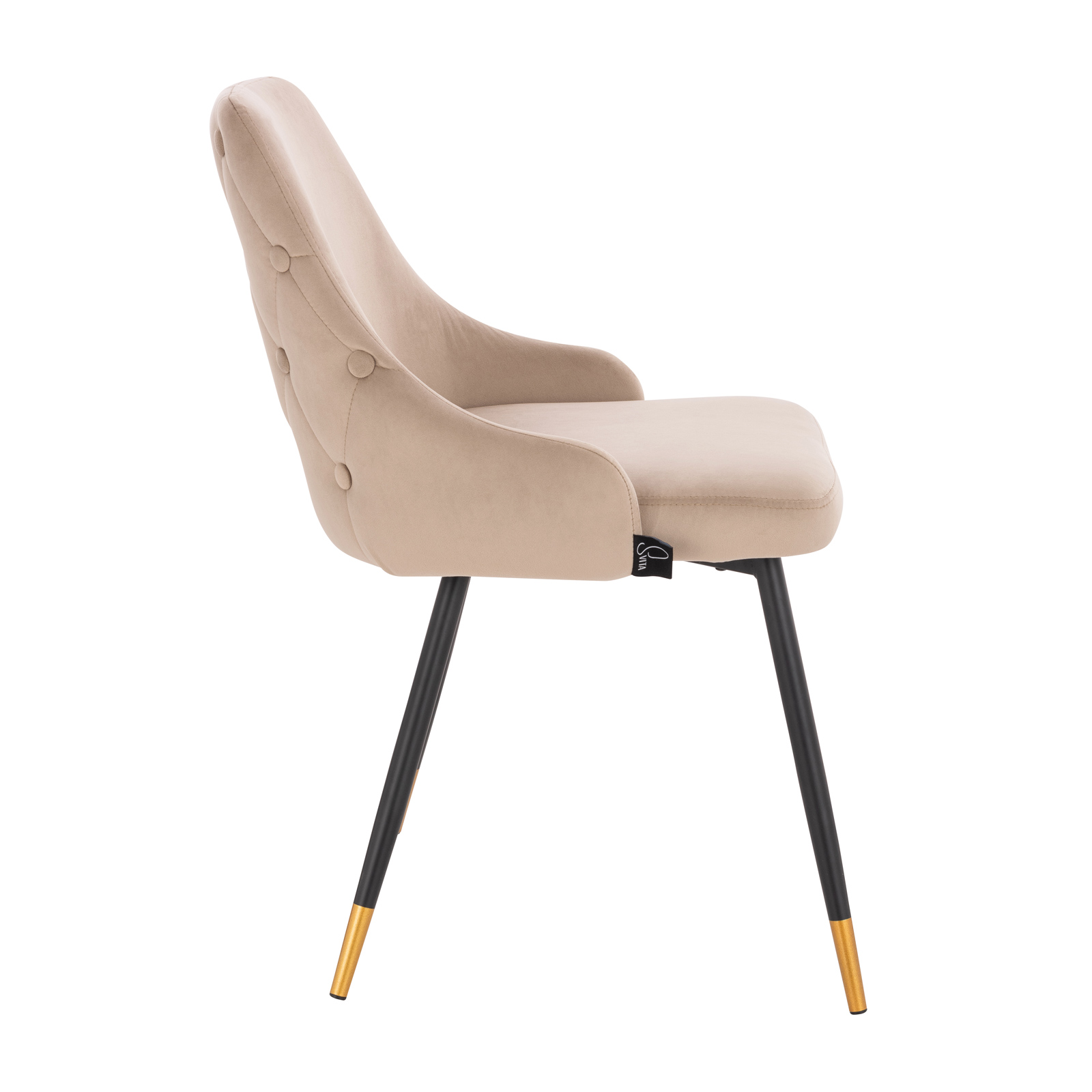 B-Ware SVITA ALICE 2er Set Esszimmerstühle Polsterstuhl Lehne Samt Taupe Gold