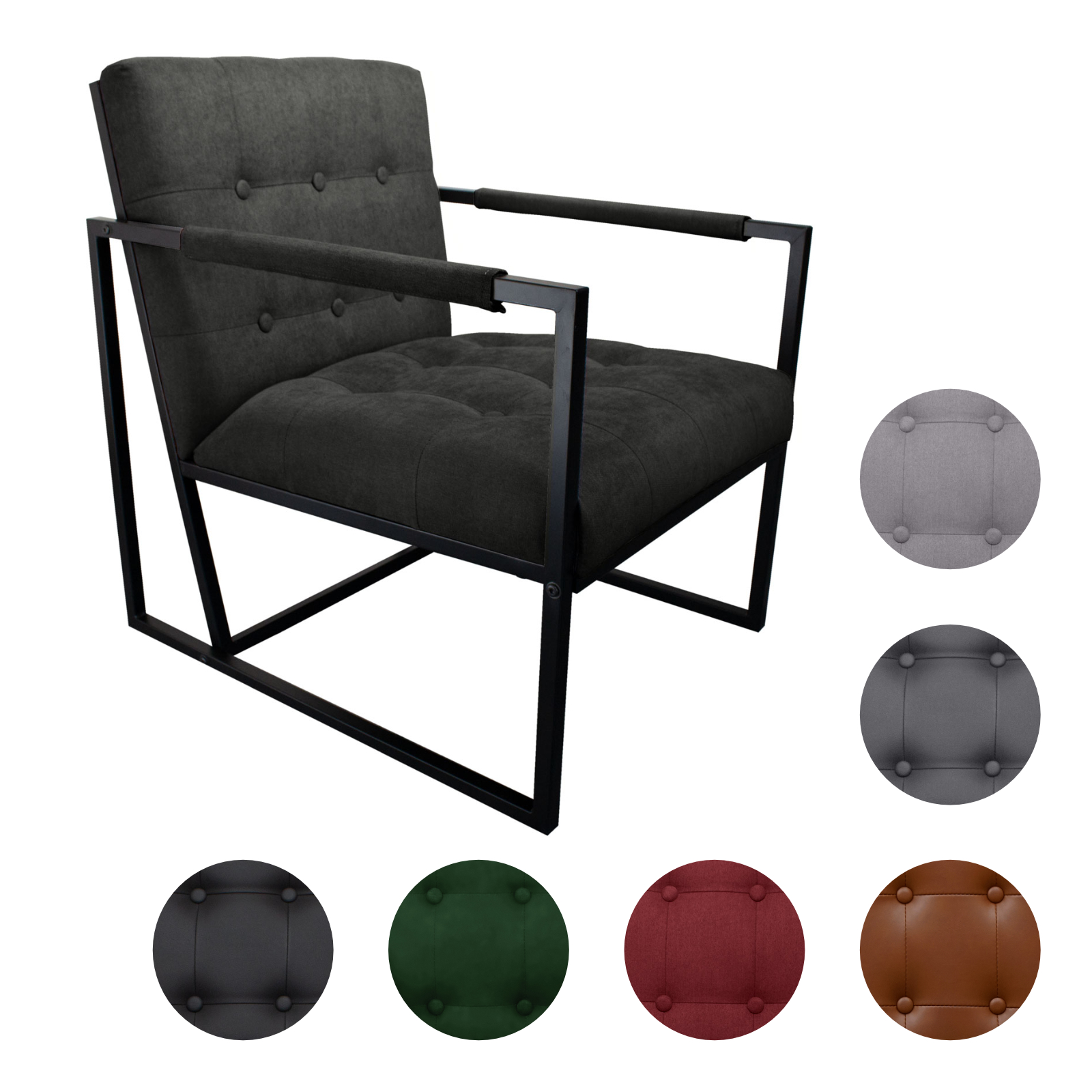 SVITA JONES Cocktail-Sessel Loungesessel gepolstert Stahl-Rahmen versch. Farben