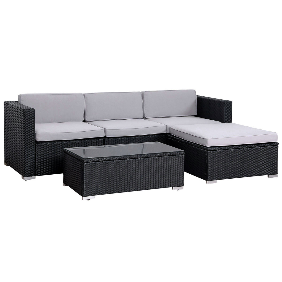 SVITA CALIFORNIA Rattan-Lounge Garten-Ecksofa Gartenmöbel Loungemöbel Schwarz