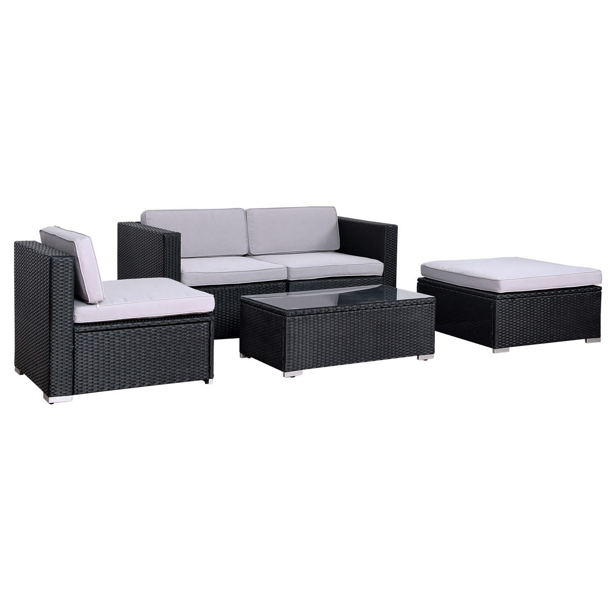 SVITA CALIFORNIA Rattan-Lounge Garten-Ecksofa Gartenmöbel Loungemöbel Schwarz