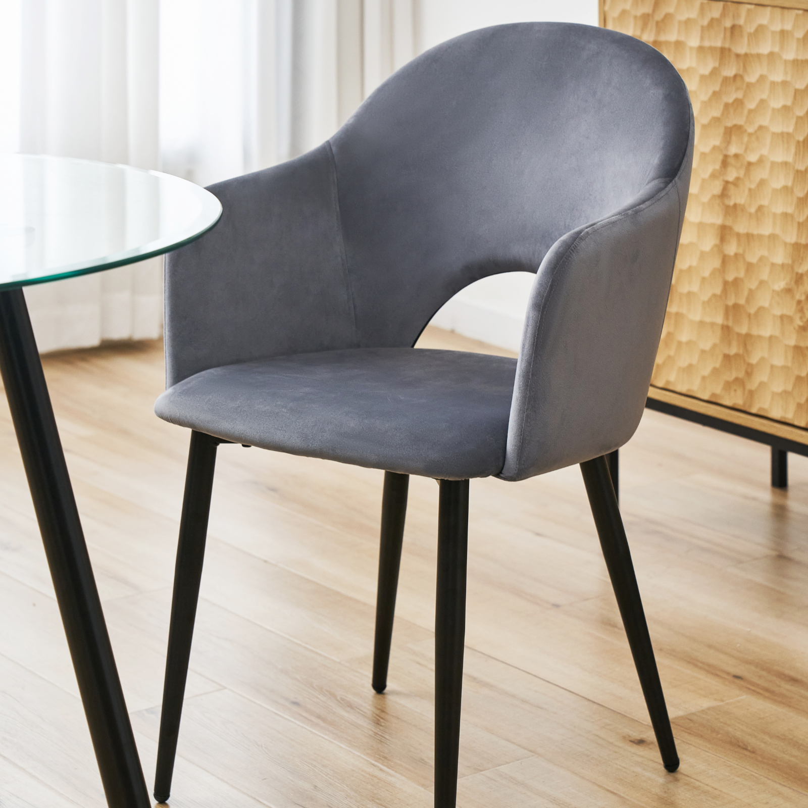 B-Ware SVITA HAILEY 2er Set Esszimmerstühle Küche Sessel Polster Samt Dunkelgrün