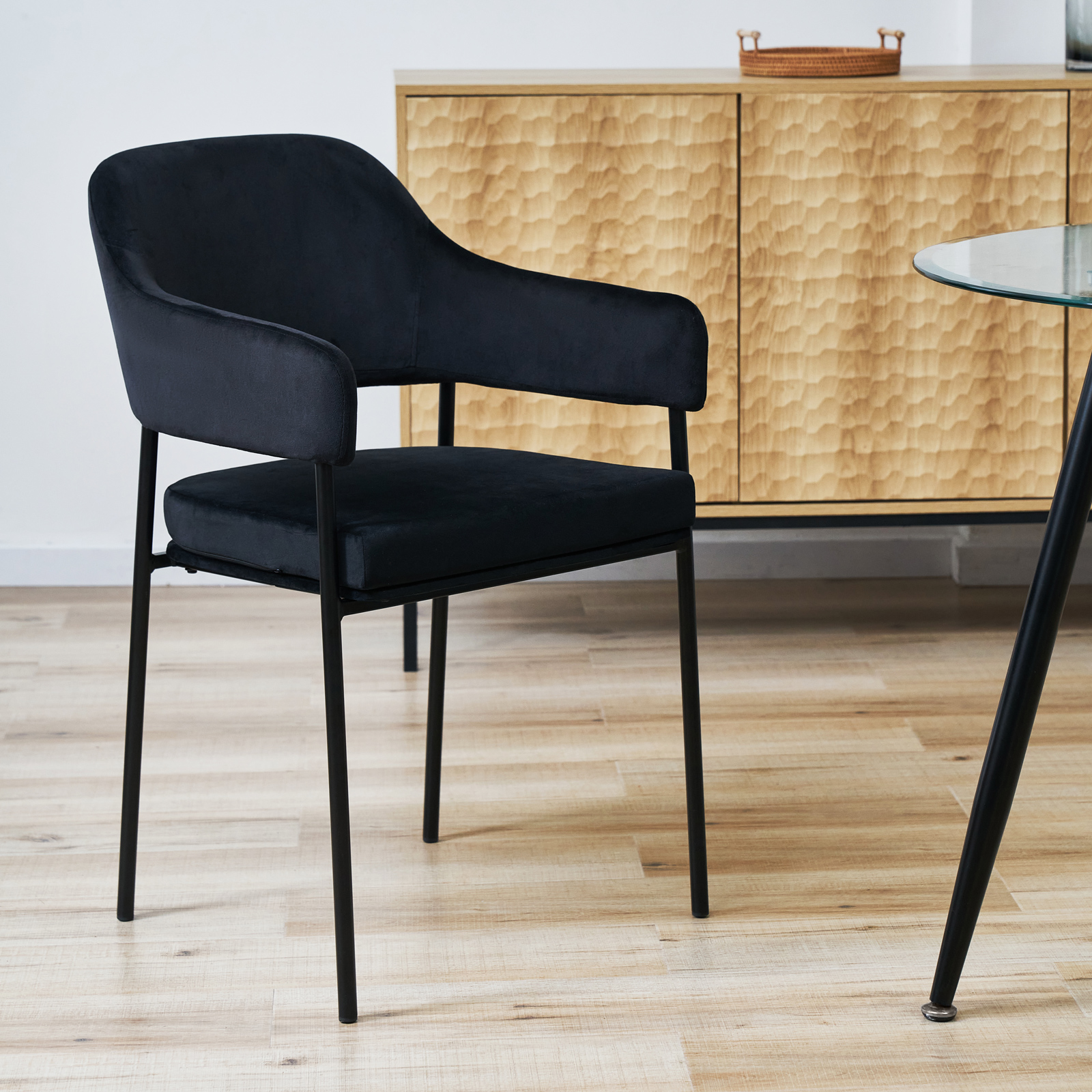 B-Ware SVITA SCARLETT 2er Set Esszimmerstühle Armlehnstuhl Polster Samt Schwarz