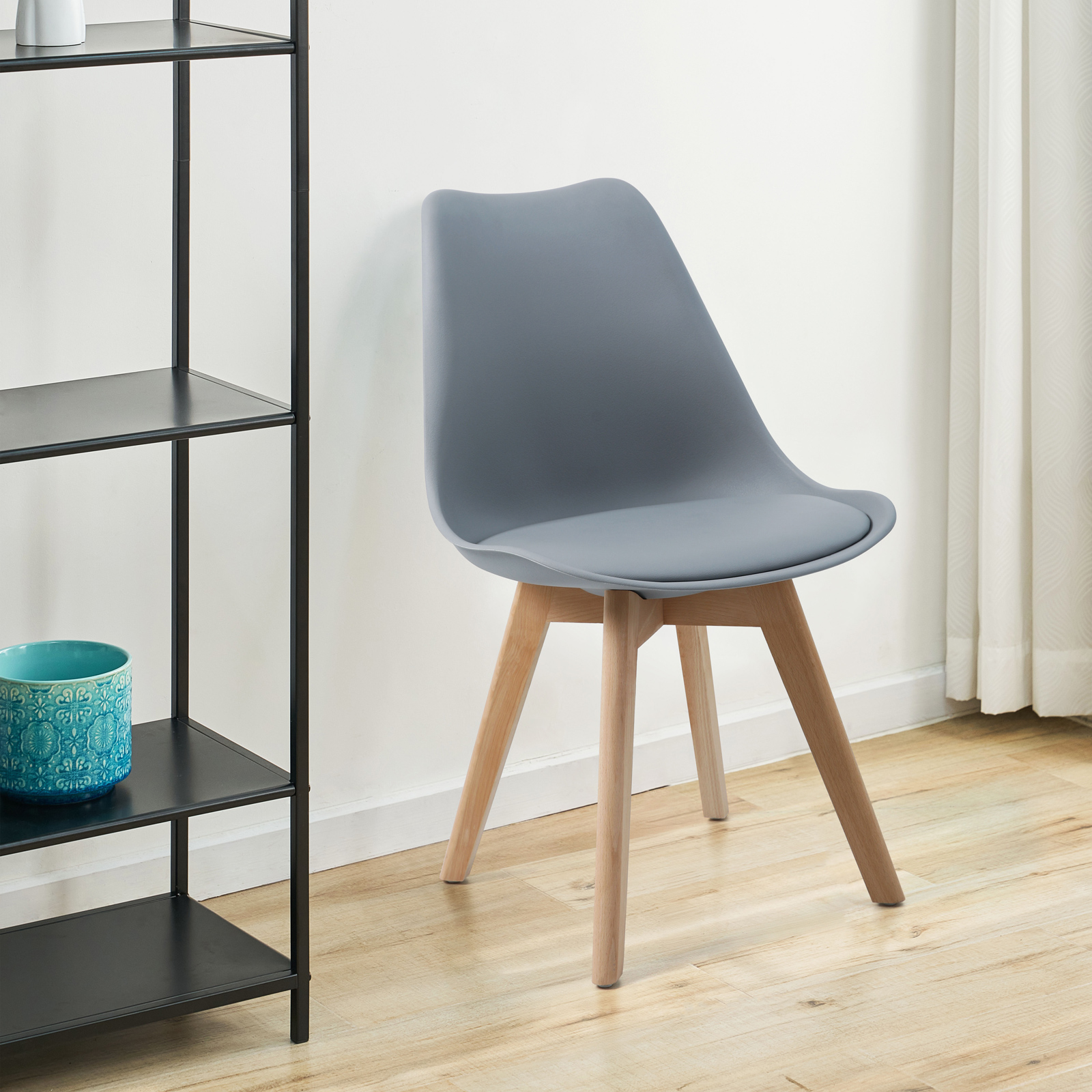 B-Ware SVITA MATS 2er Set Esszimmerstuhl Küchenstühle Holz Kunstleder Grau-Braun