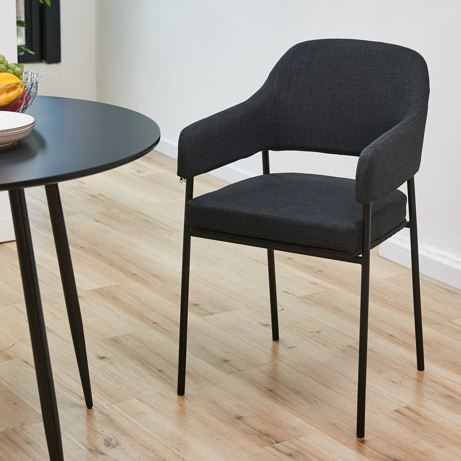 B-Ware SVITA SCARLETT 2er Set Esszimmerstühle Polsterstuhl Stoff Schwarz