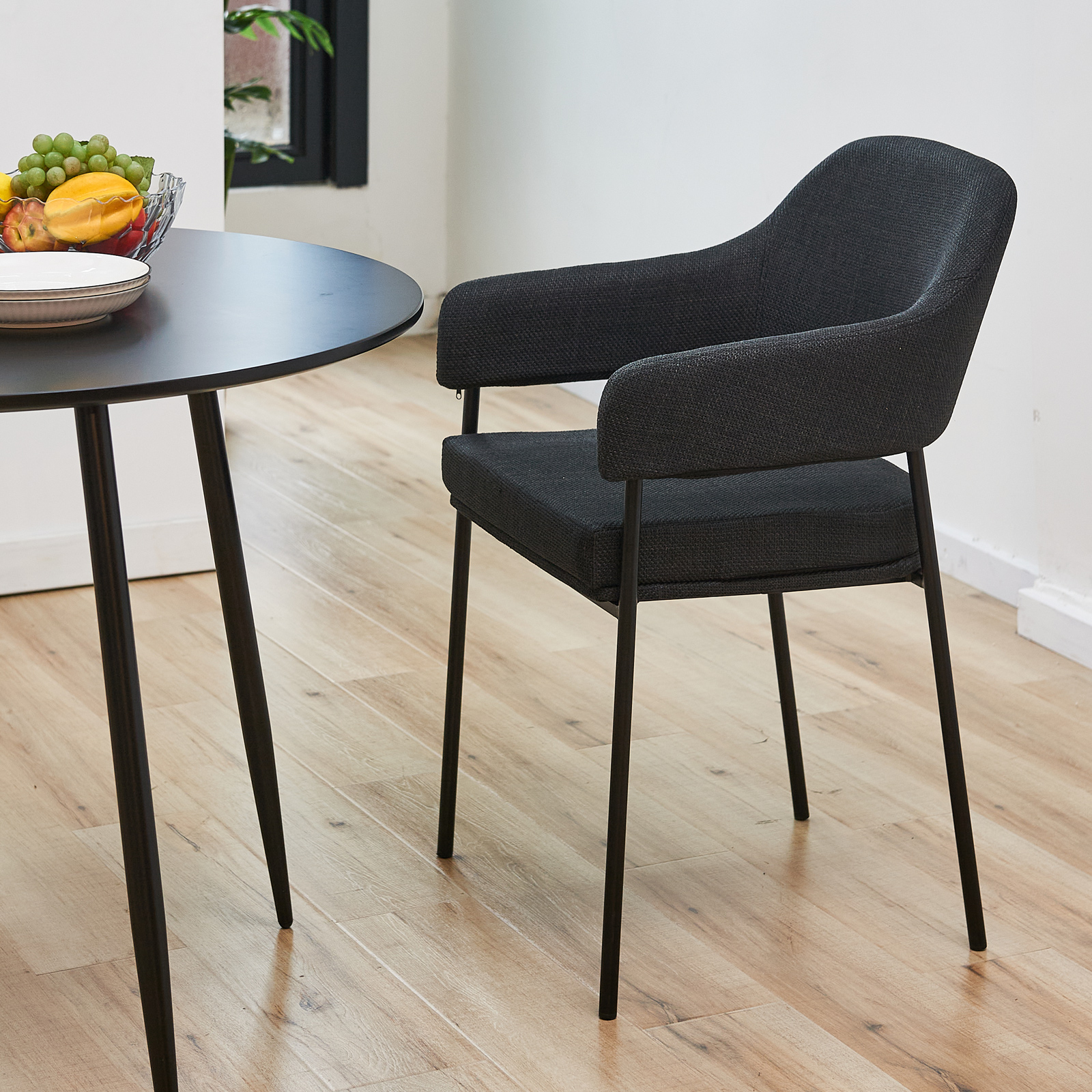 B-Ware SVITA SCARLETT 2er Set Esszimmerstühle Polsterstuhl Stoff Schwarz