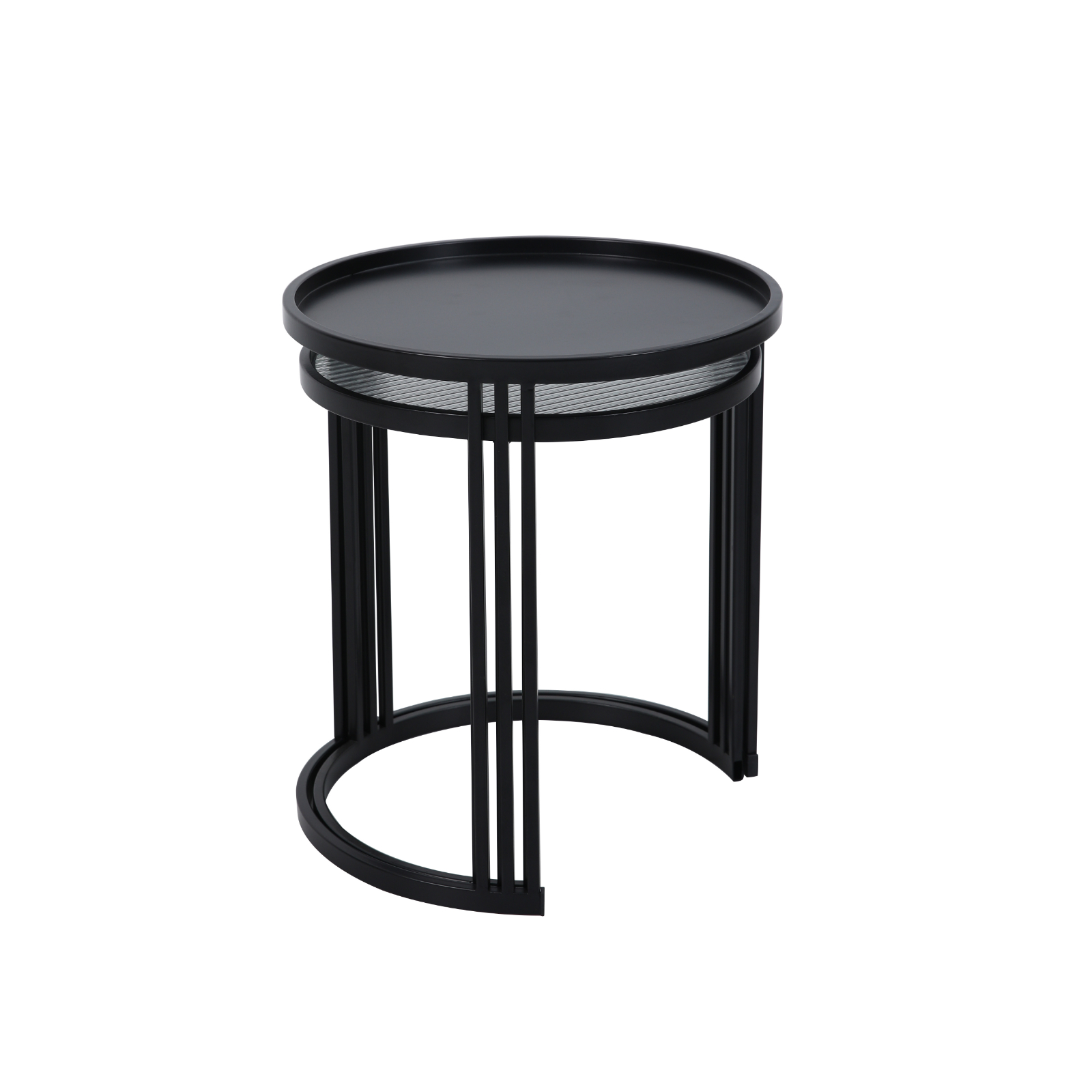 B-Ware SVITA LADAR 2er Set Beistelltische Couchtische klein rund modern Schwarz