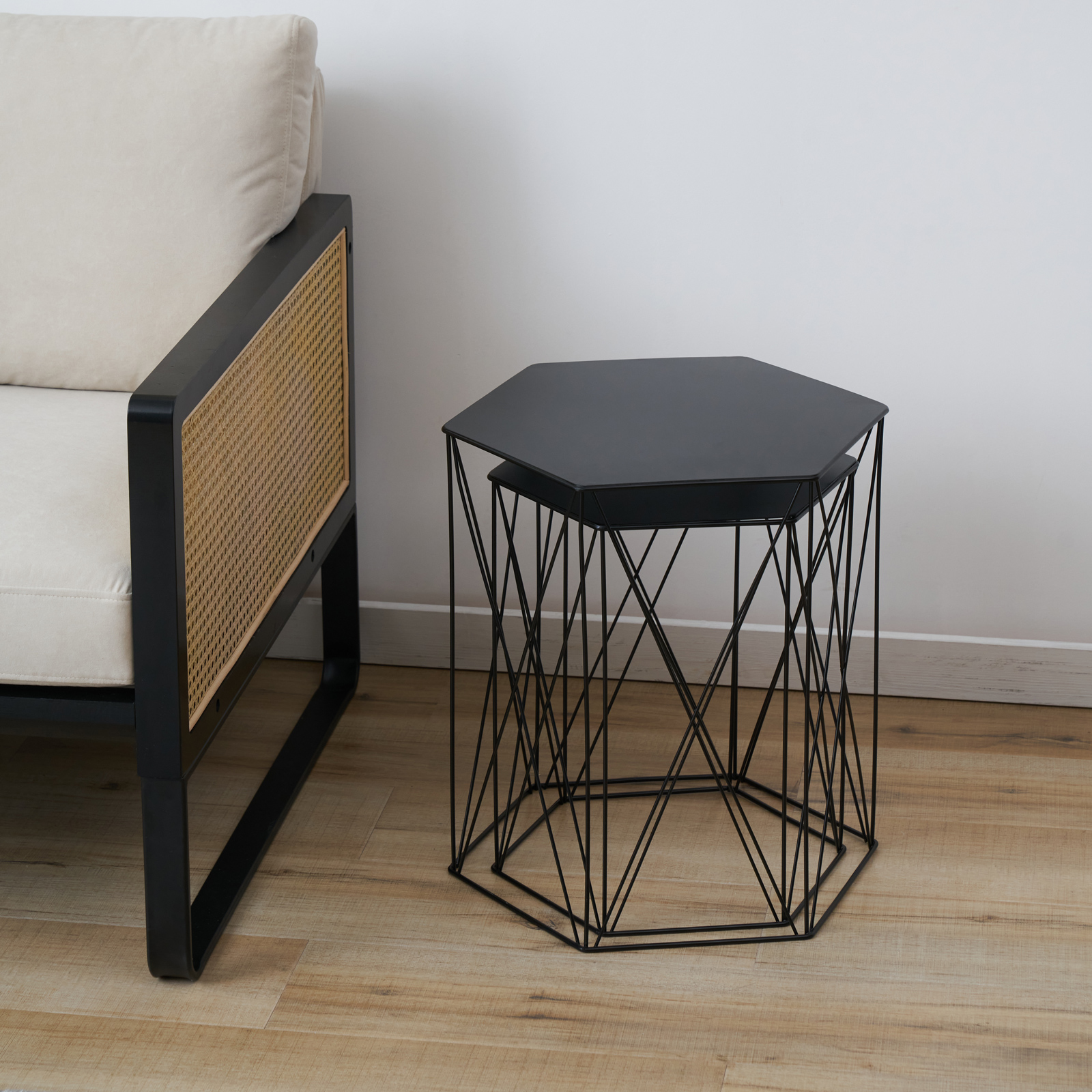 B-Ware SVITA HARPA 2er-Set Beistelltische Couchtisch Nachttisch Modern Schwarz