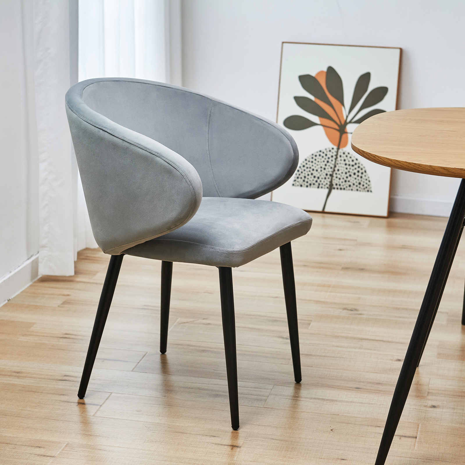 B-Ware SVITA AUDREY 2er Set Esszimmerstühle Küchen-Sessel mit Armlehne Samt Grau