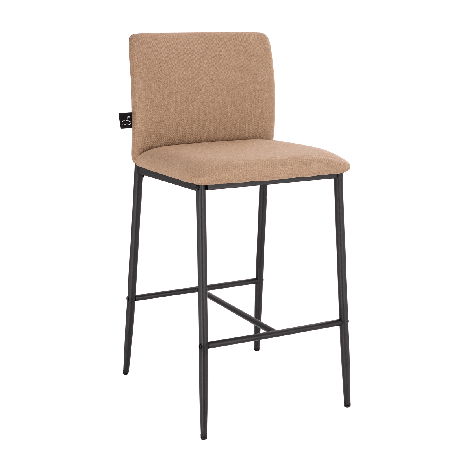 B-Ware SVITA ERIK 2er Set Barhocker mit Rückenlehne Fußstütze Leinen-Optik Beige