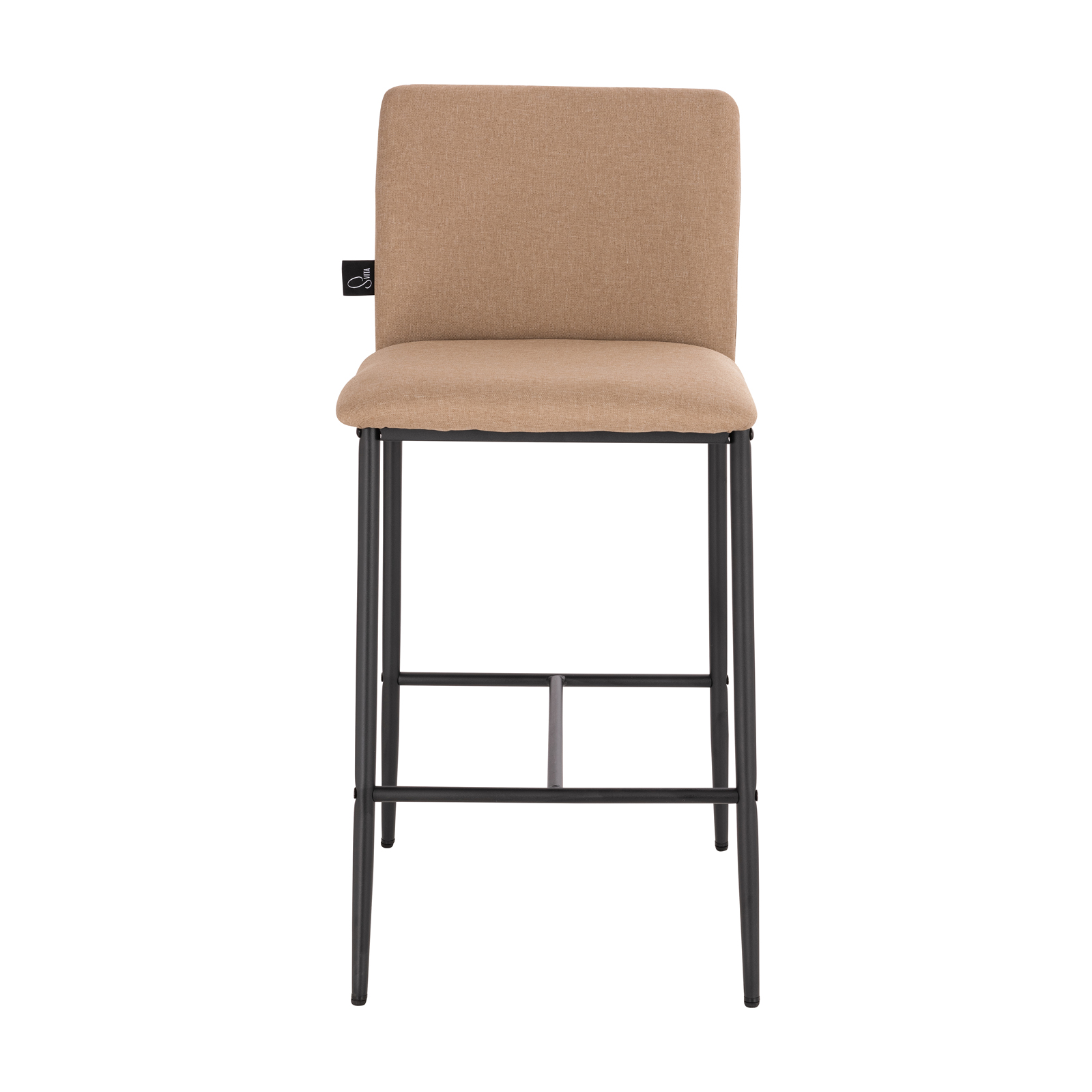 B-Ware SVITA ERIK 2er Set Barhocker mit Rückenlehne Fußstütze Leinen-Optik Beige