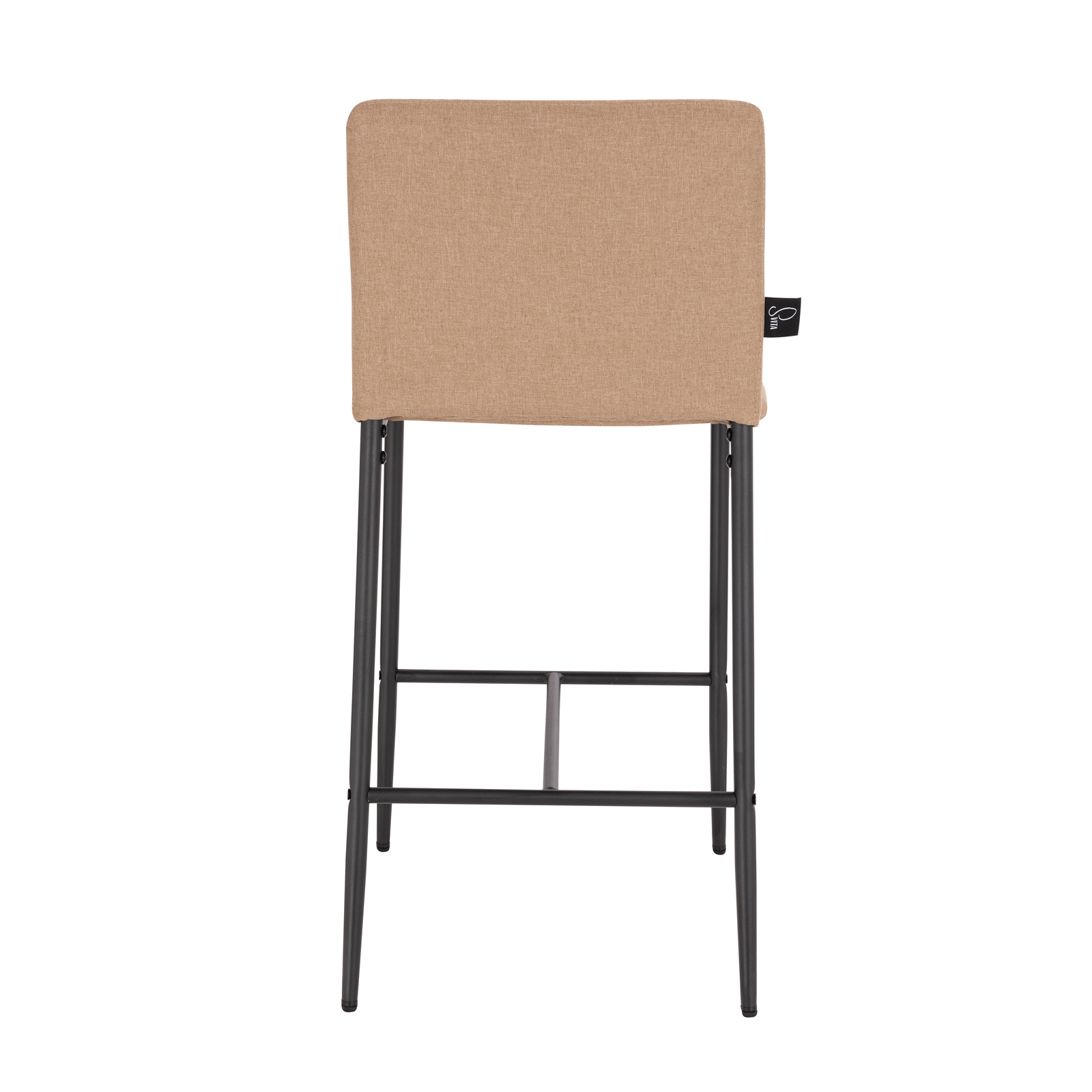 B-Ware SVITA ERIK 2er Set Barhocker mit Rückenlehne Fußstütze Leinen-Optik Beige