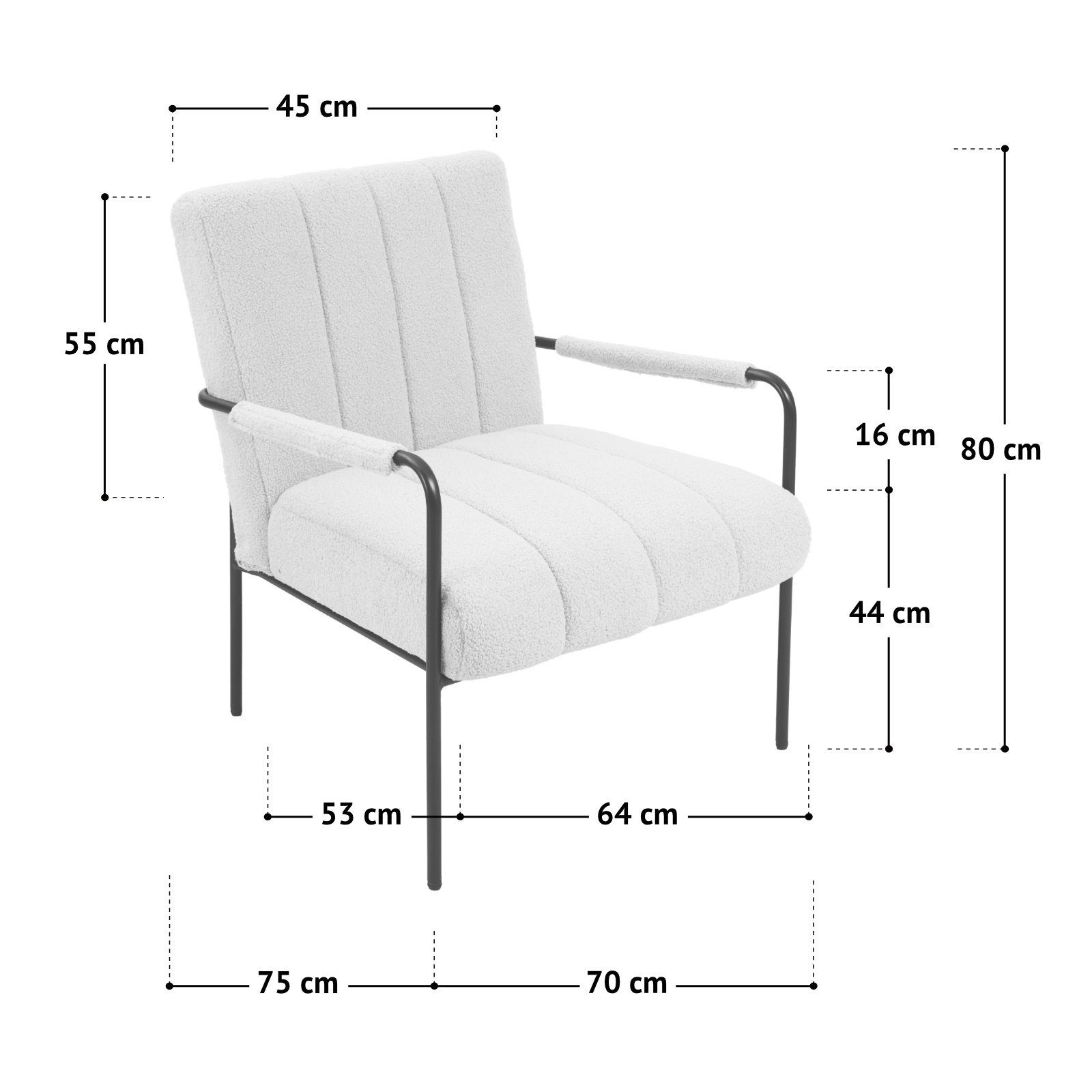 B-Ware SVITA KYLE Loungesessel Polstersessel mit Armlehne Teddybezug Schwarz