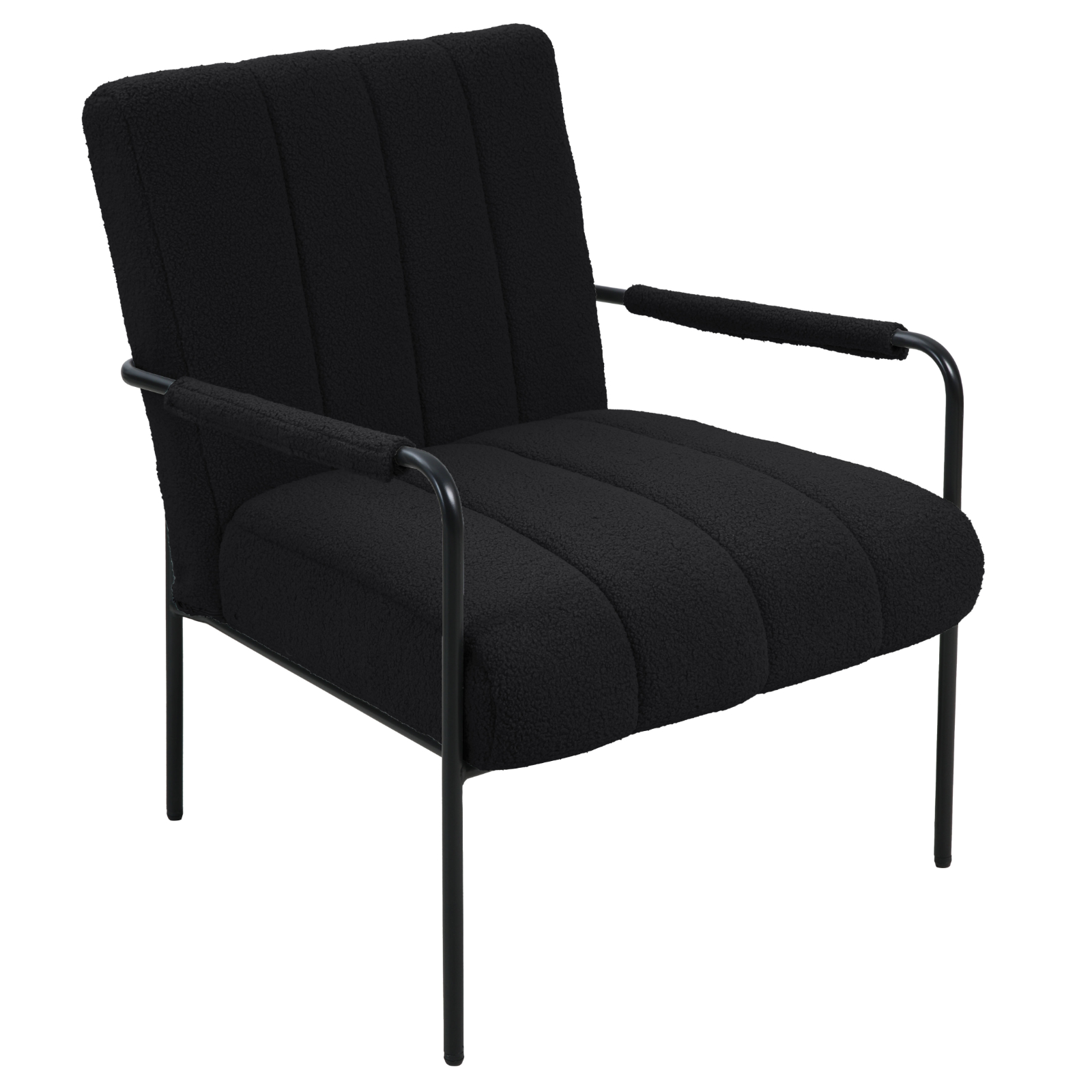 B-Ware SVITA KYLE Loungesessel Polstersessel mit Armlehne Teddybezug Schwarz