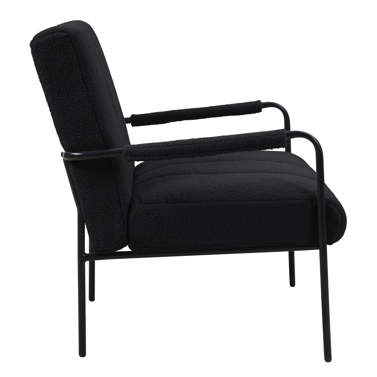 B-Ware SVITA KYLE Loungesessel Polstersessel mit Armlehne Teddybezug Schwarz