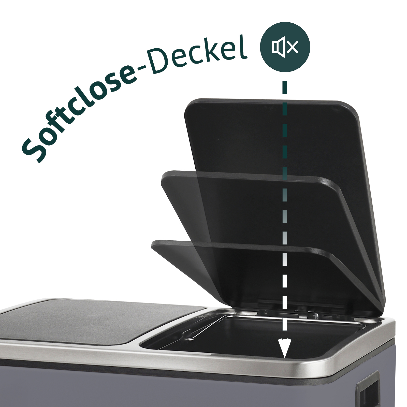 SVITA TM2X15 Mülleimer Papierkorb Office 30L Küche Abfalleimer Mülltrennung Grau