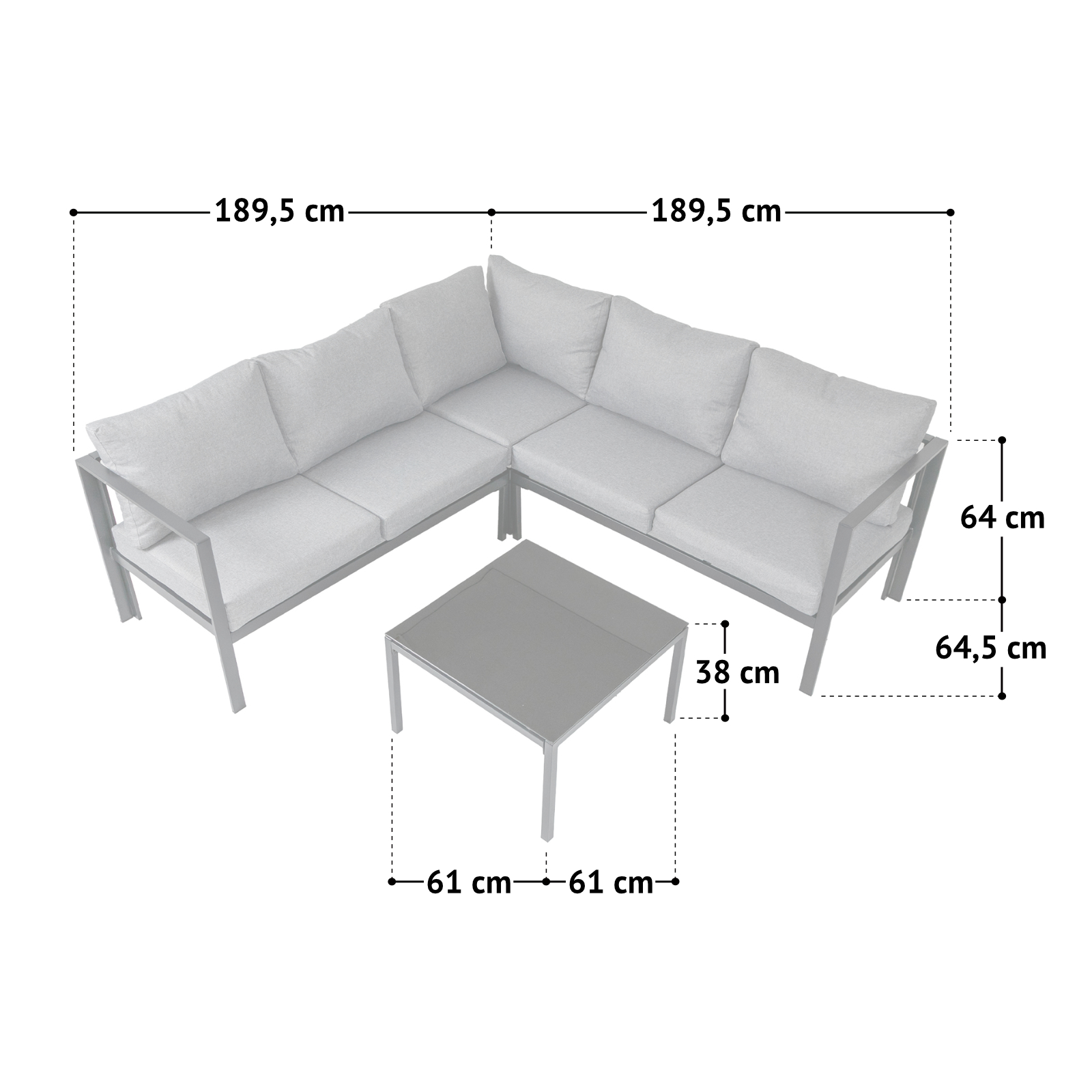 Gartenlounge 4tlg. Outdoor Sofa Set aus verzinktem Stahl Beige SVITA MISSOURI