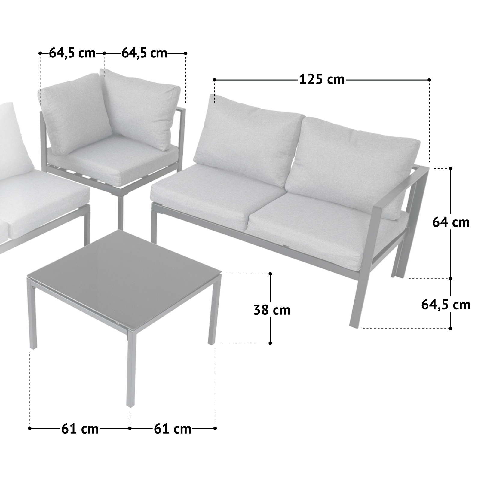 Gartenlounge 4tlg. Outdoor Sofa Set aus verzinktem Stahl Beige SVITA MISSOURI