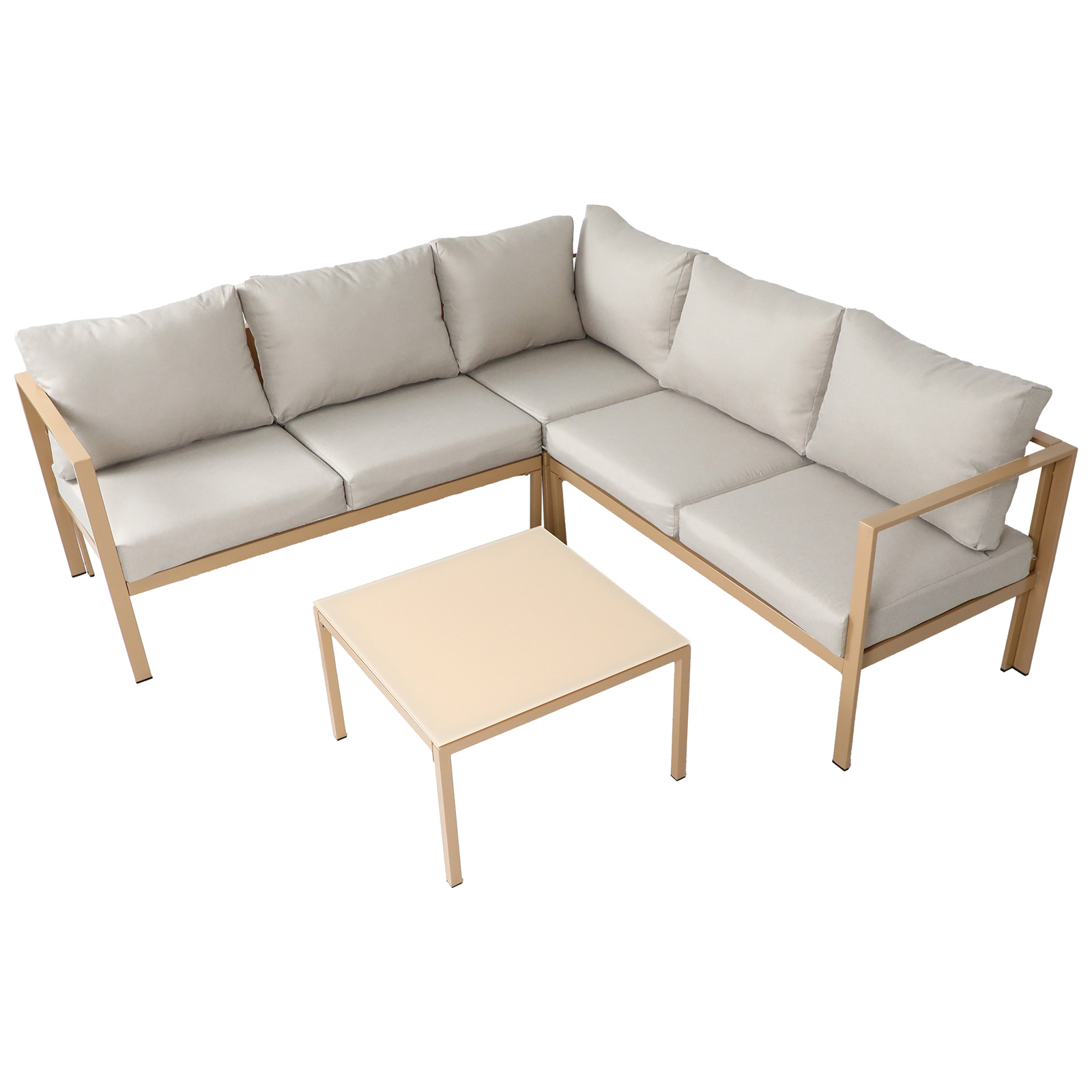 Gartenlounge 4tlg. Outdoor Sofa Set aus verzinktem Stahl Beige SVITA MISSOURI