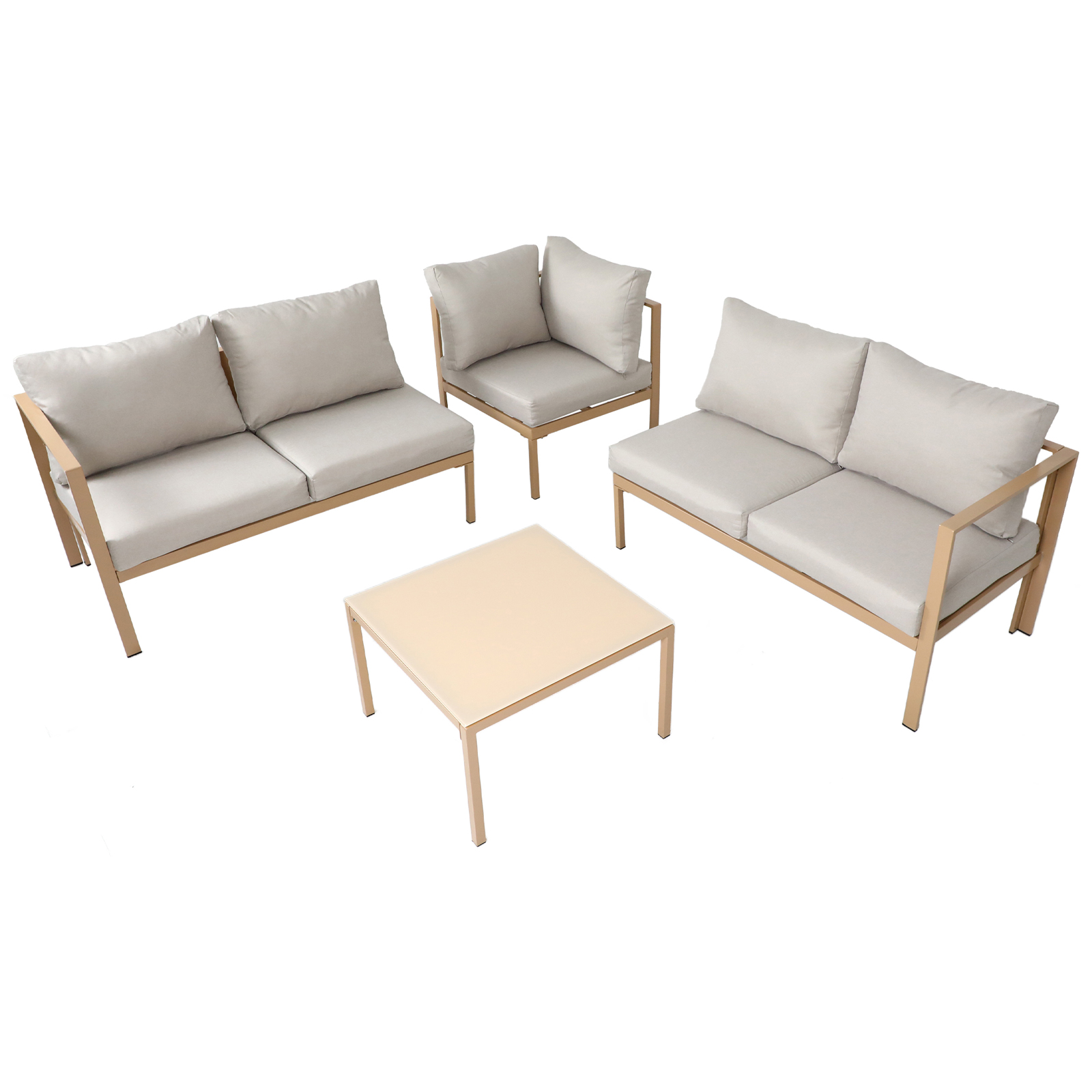 Gartenlounge 4tlg. Outdoor Sofa Set aus verzinktem Stahl Beige SVITA MISSOURI